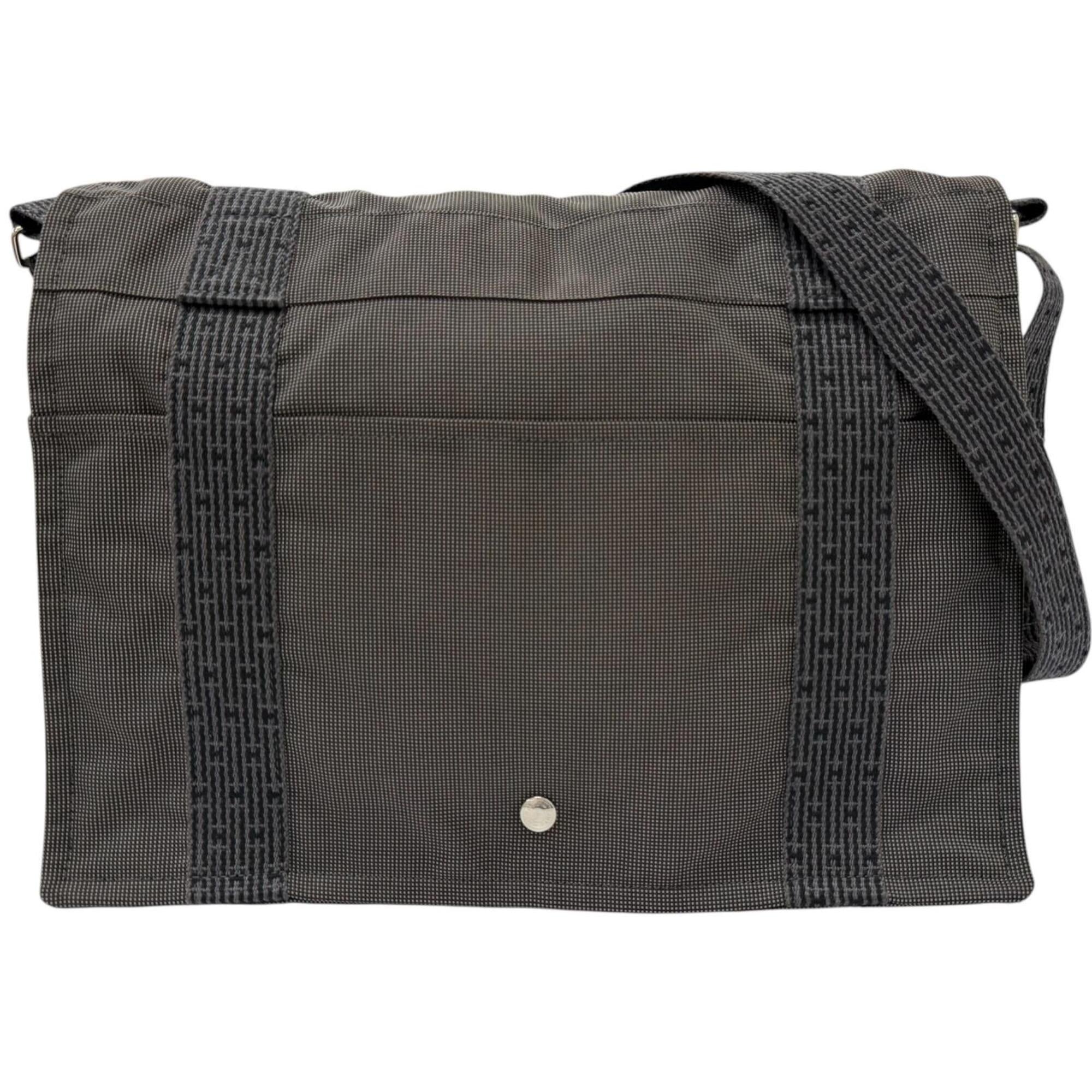 Hermes Charcoal Gray Polyamide Polyester Messenger Bag Shoulder Bag (Pre-Owned)