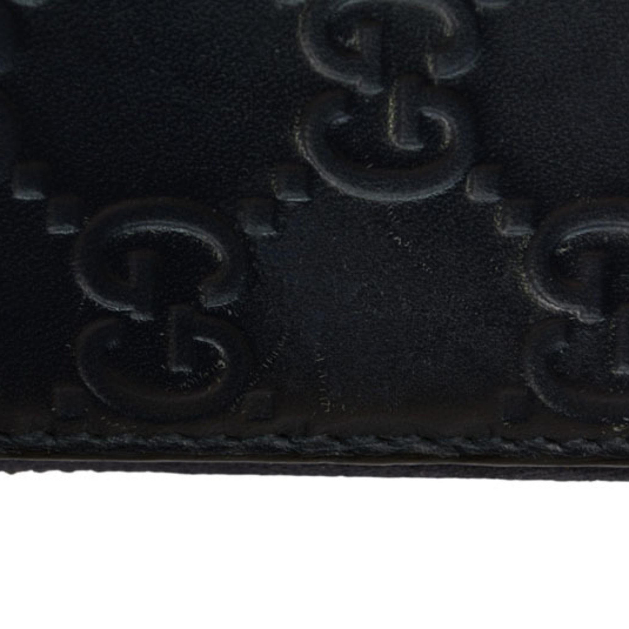 Gucci Dark Navy Red Color Leather Long Wallet (Bi-Fold) (Pre-Owned)