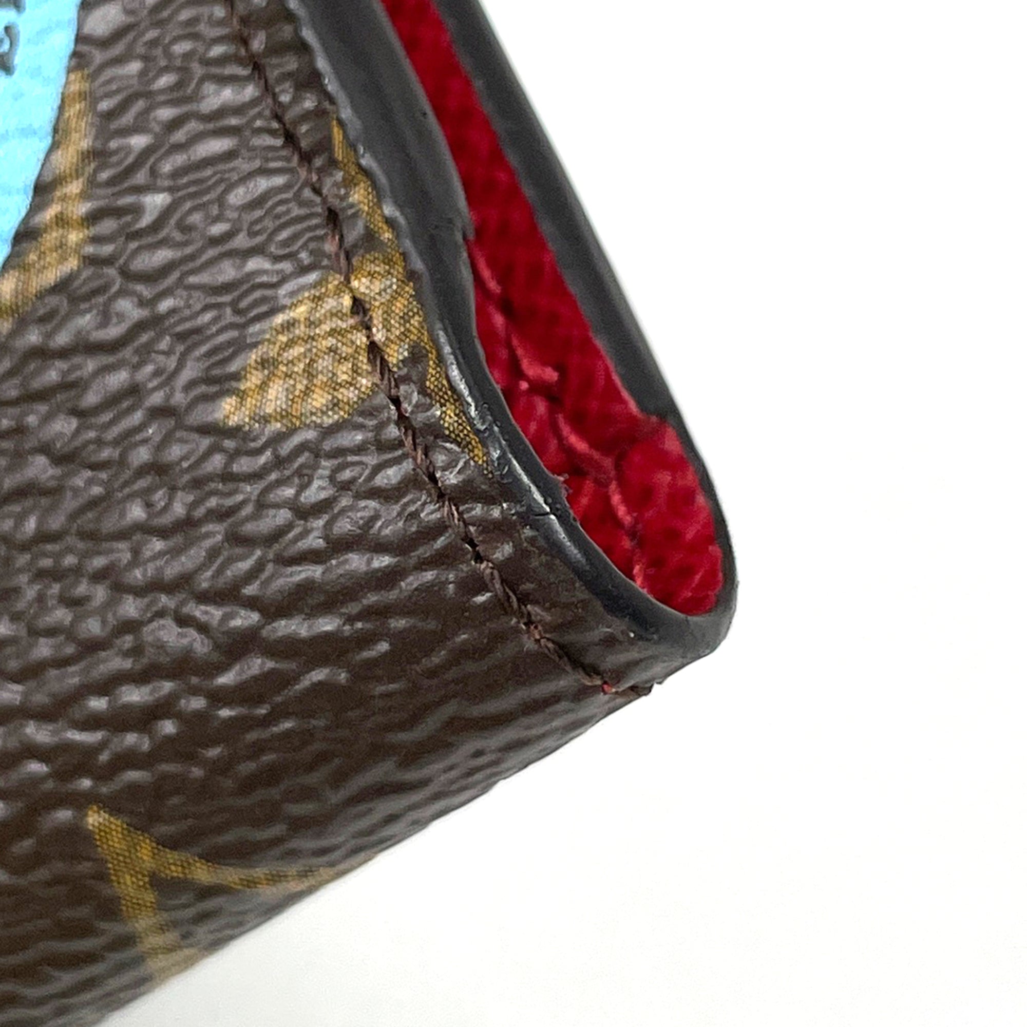 Louis Vuitton Brown Monogram Red Color Monogram Wallet (Tri-Fold) (Pre-Owned)
