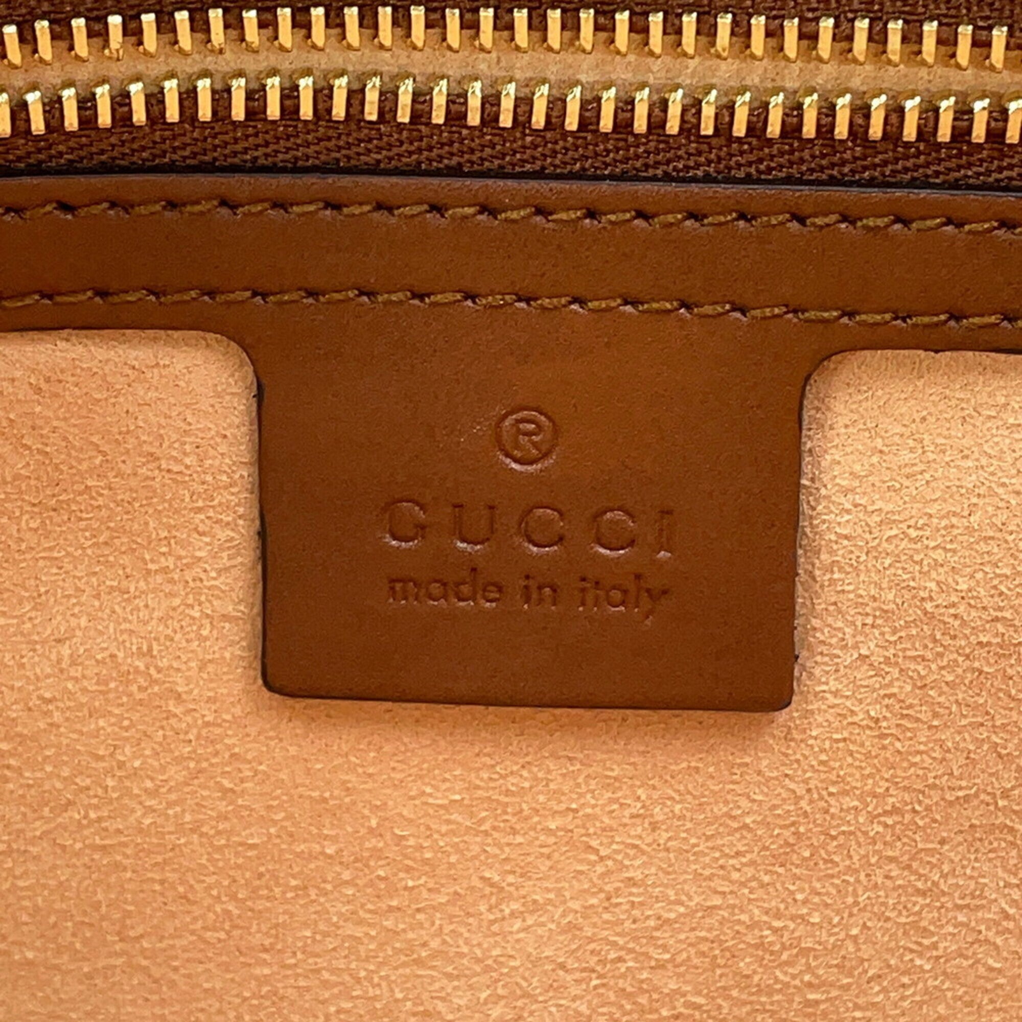 Gucci Beige Brown Gg Supreme Leather Handbag Shoulder Bag Tote Bag (Pre-Owned)