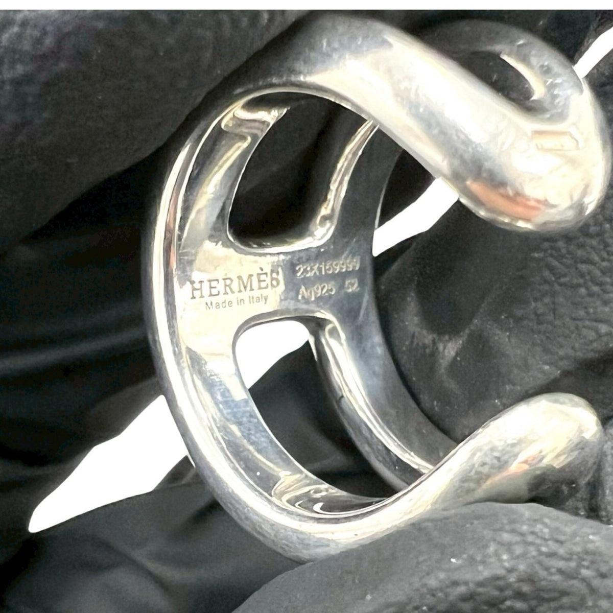 Hermes Silver Silver 925 Band Ring (Pre-Owned)