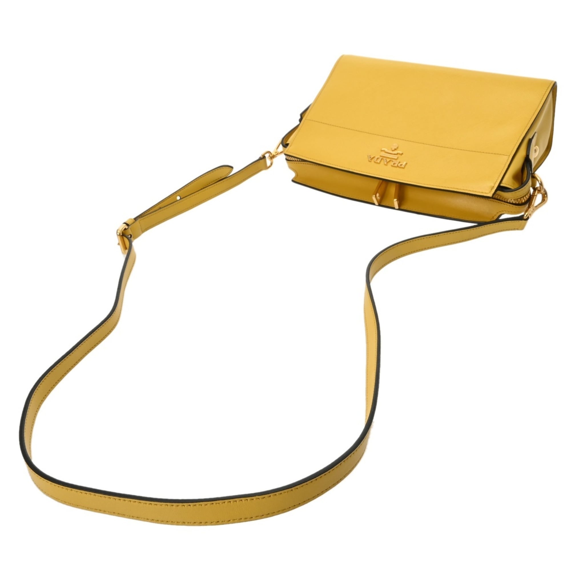 Prada Yellow Leather Shoulder Bag (Pre-Owned)