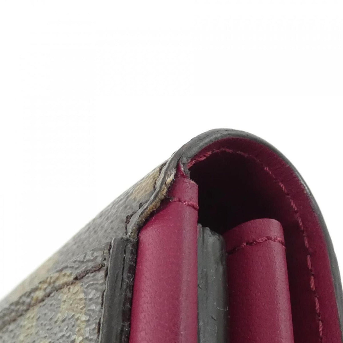 Louis Vuitton Brown Fuchsia Coated Canvas Long Wallet (Bi-Fold) (Pre-Owned)