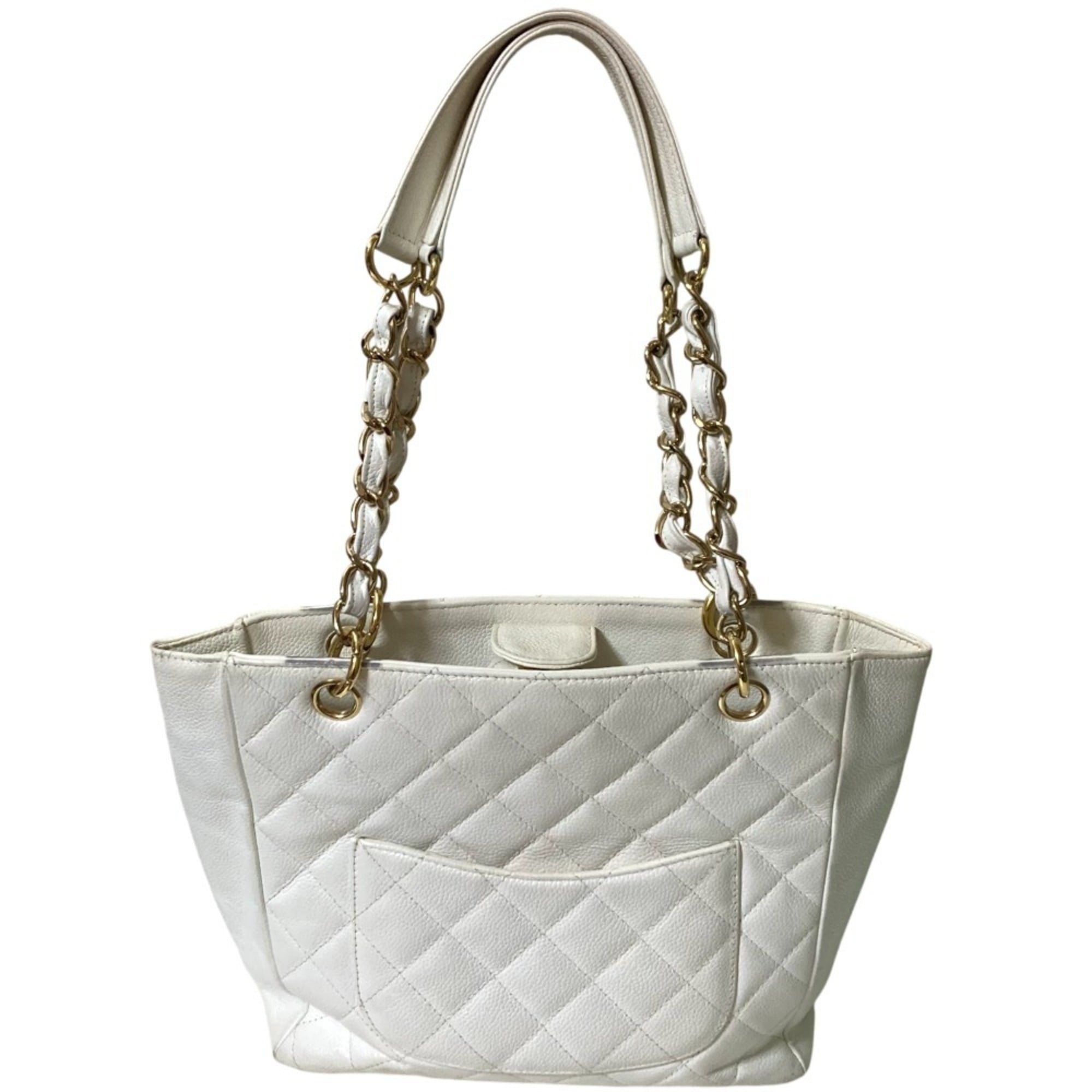 Chanel White Grained Calfskin Shoulder Bag (Pre-Owned)