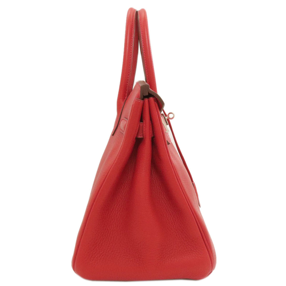 Hermes Red Color Taurillon Clemence Leather Handbag (Pre-Owned)