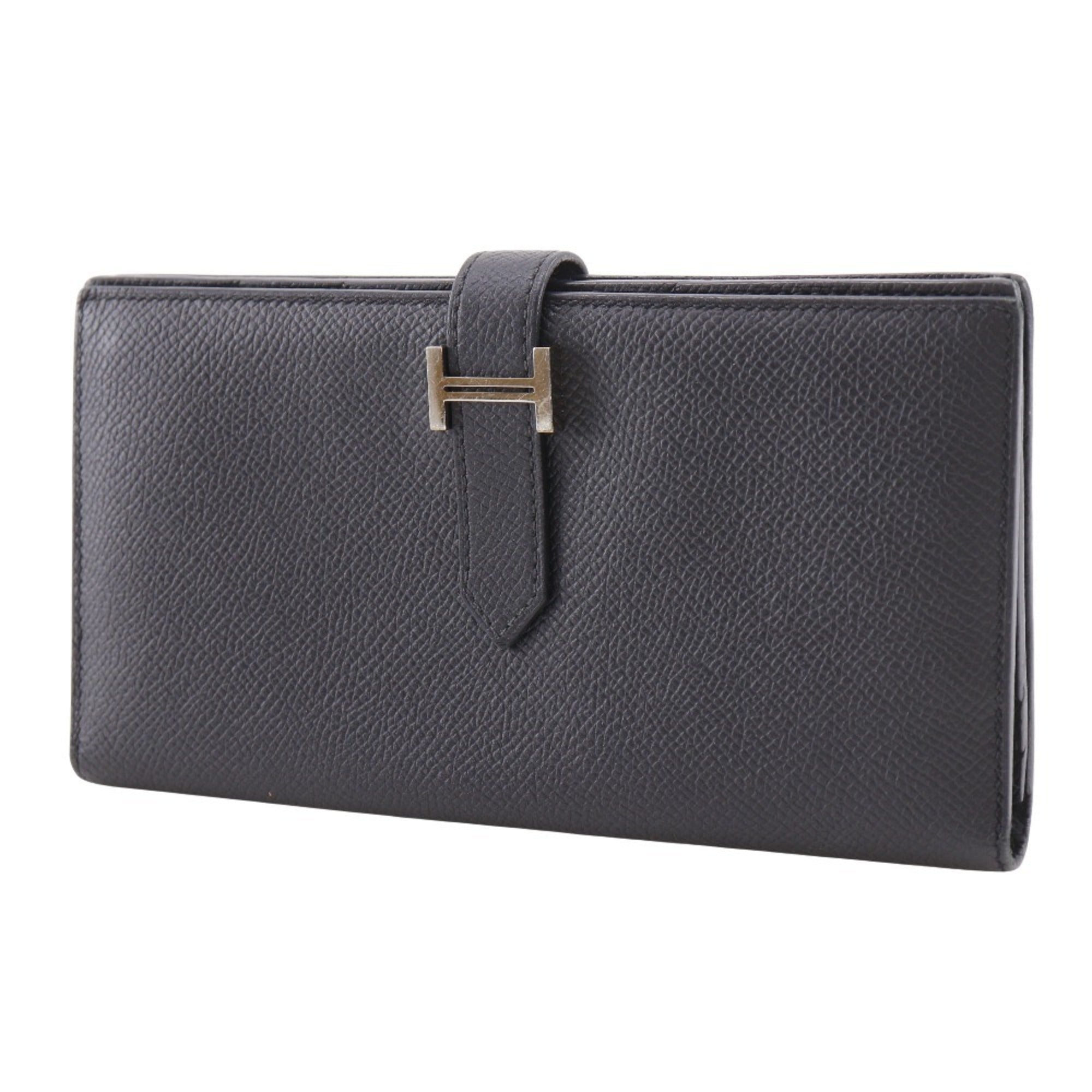 Hermes Black Epsom Leather Long Wallet (Bi-Fold) (Pre-Owned)