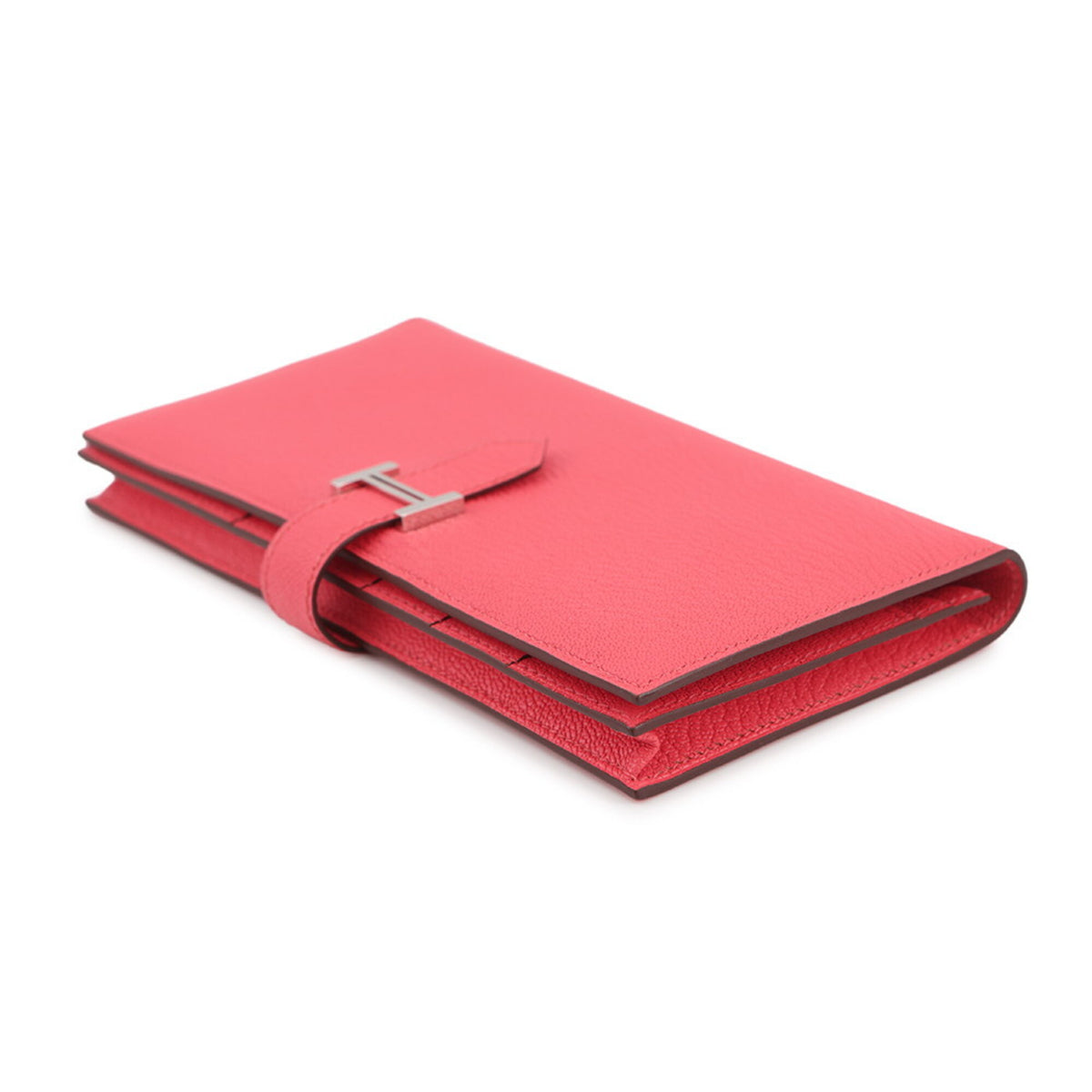 Hermes Rose Azalee Chevre Myzore Leather Long Wallet (Bi-Fold) (Pre-Owned)