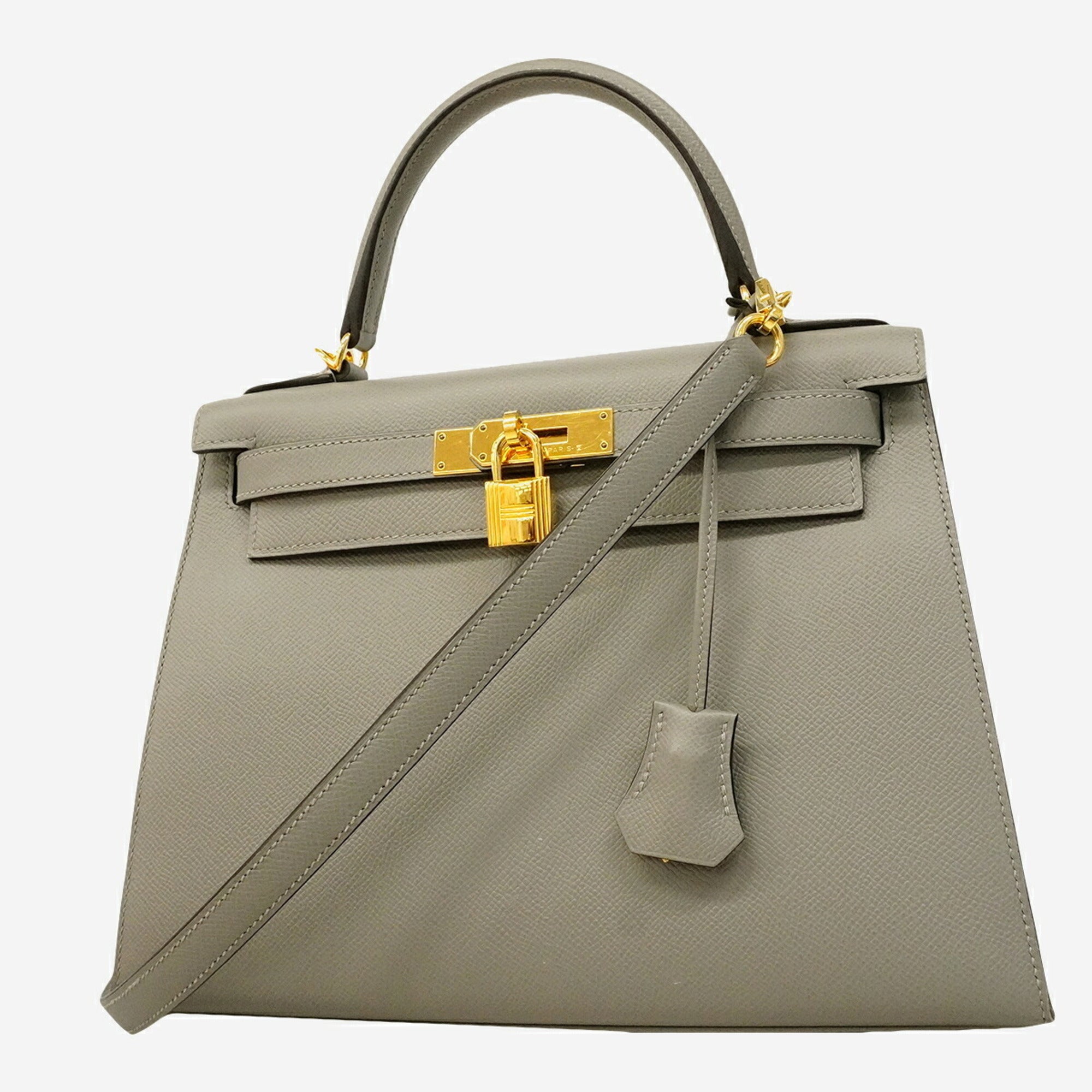 Hermes Gray Leather Handbag (Pre-Owned)