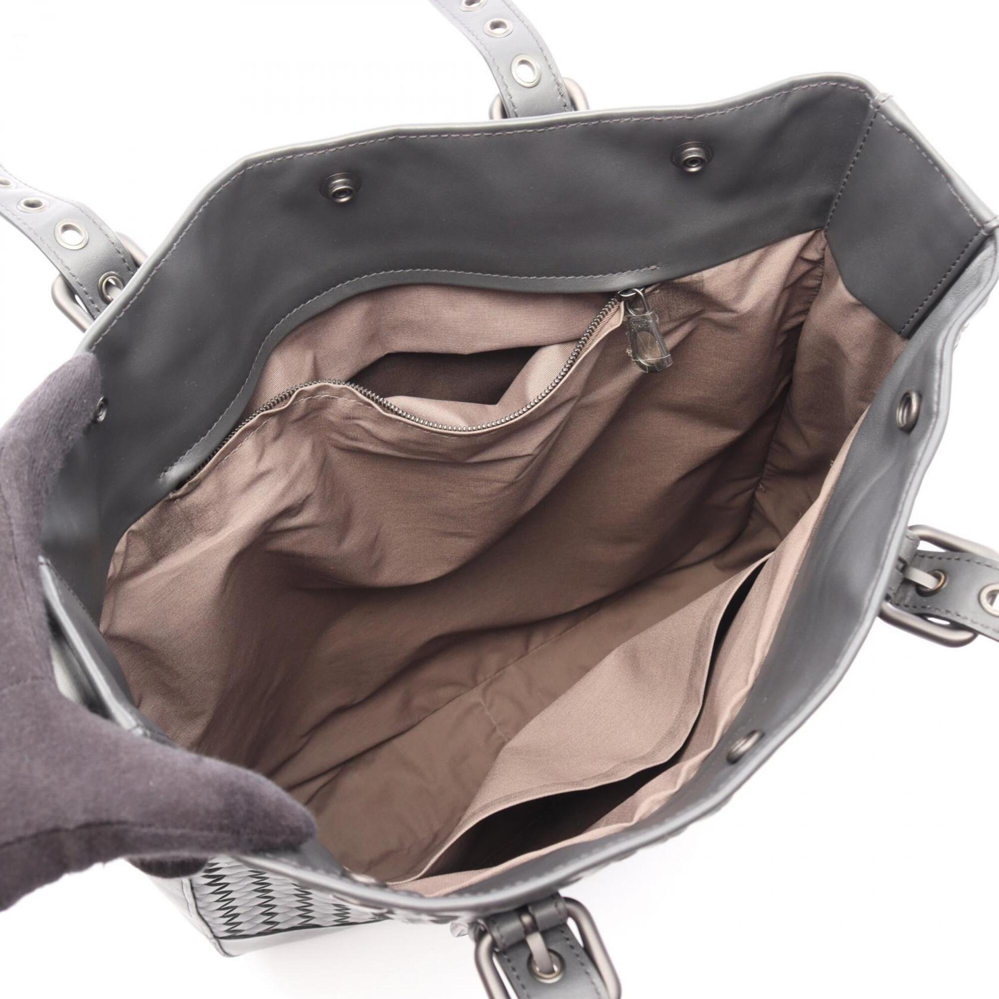 Bottega Veneta Gray Intrecciato Handbag Tote Bag (Pre-Owned)