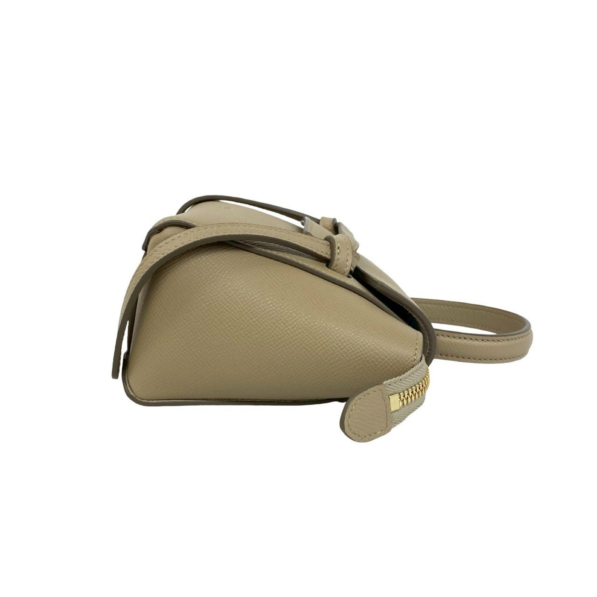 Celine Beige Leather Handbag Pochette Shoulder Bag (Pre-Owned)