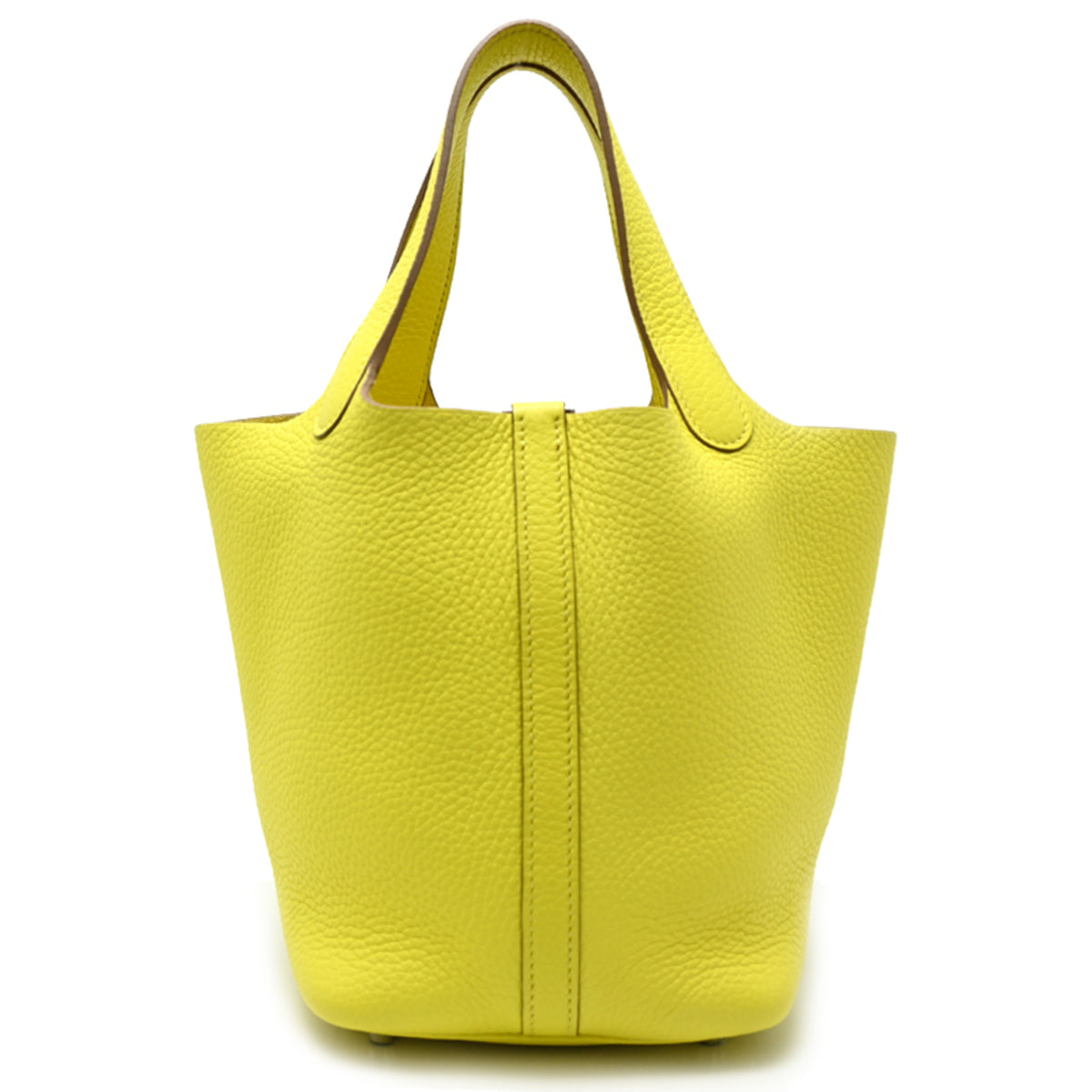 Hermes Lime Yellow Taurillon Clemence Leather Handbag (Pre-Owned)