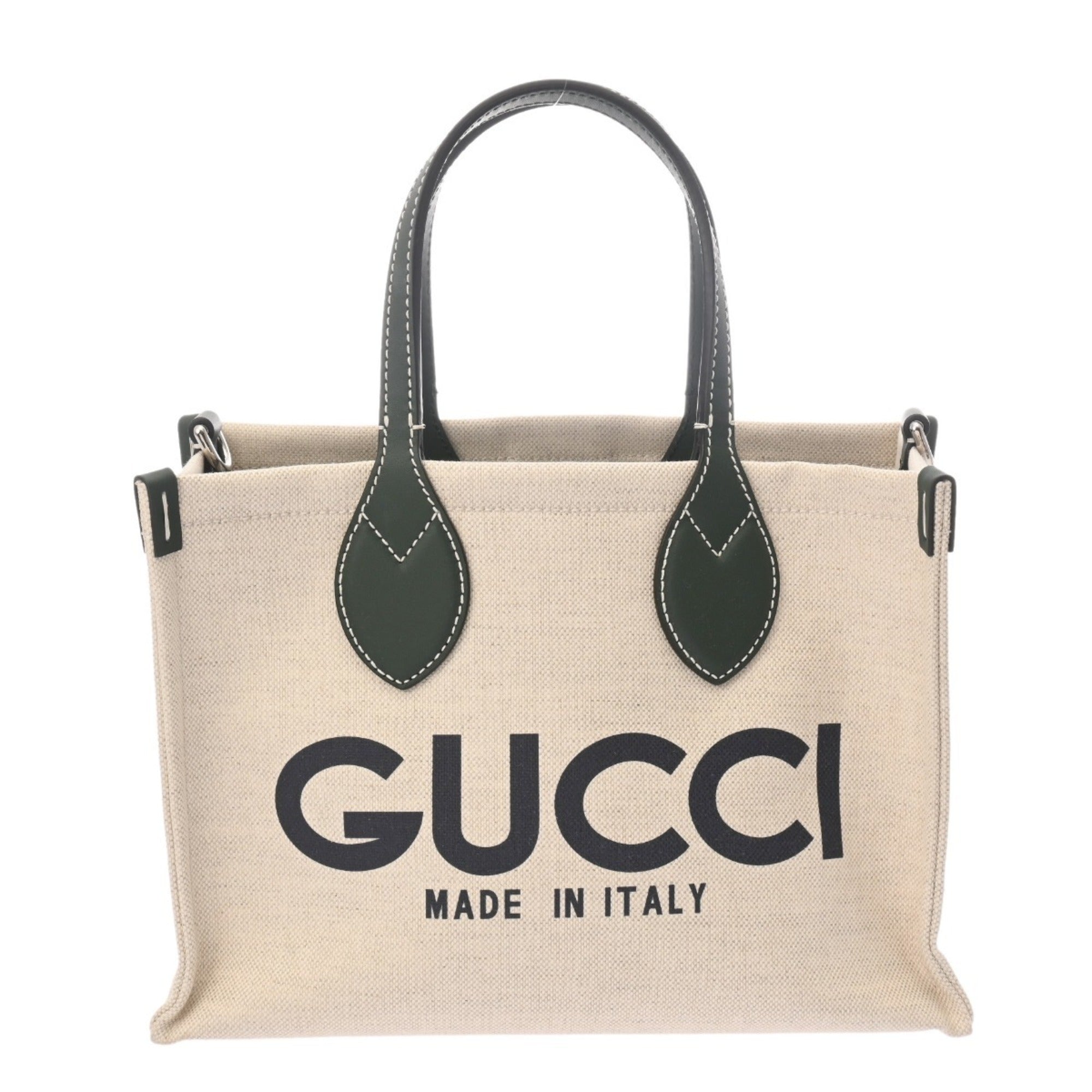 Gucci Beige Canvas Leather Handbag (Pre-Owned)