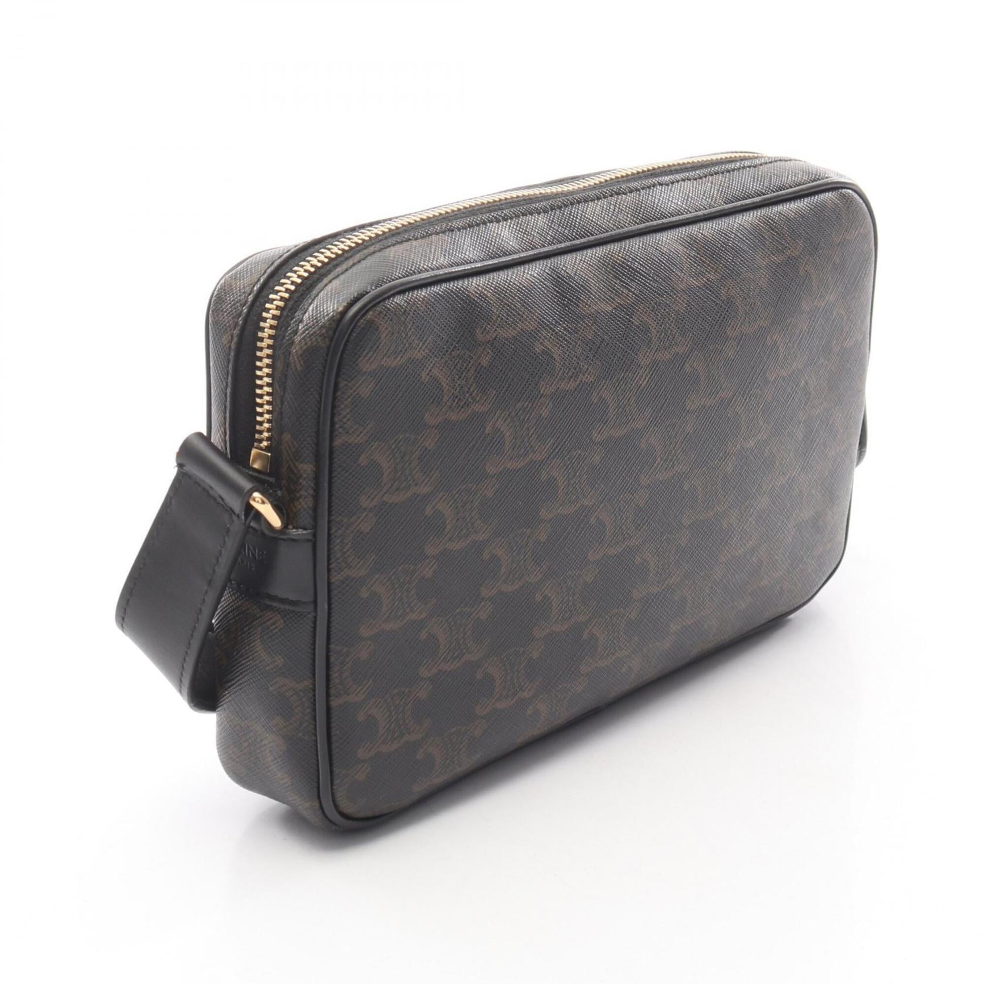 Celine Brown Coated Canvas Leather Handbag Shoulder Bag (Pre-Owned)