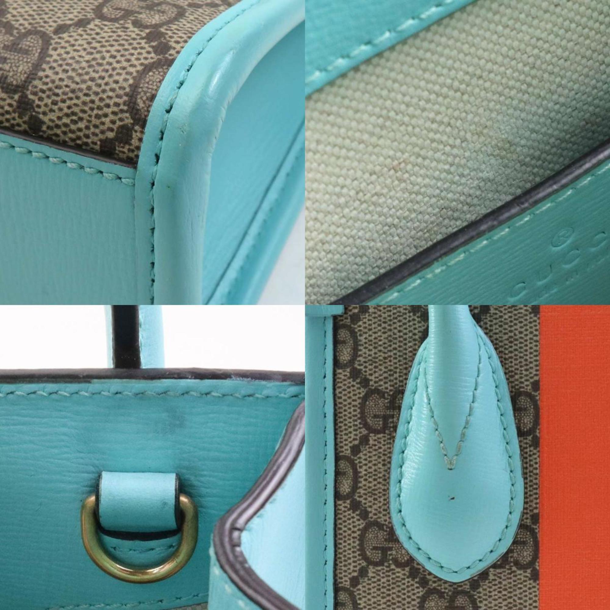 Gucci Blue Brown Gg Supreme Handbag Shoulder Bag (Pre-Owned)