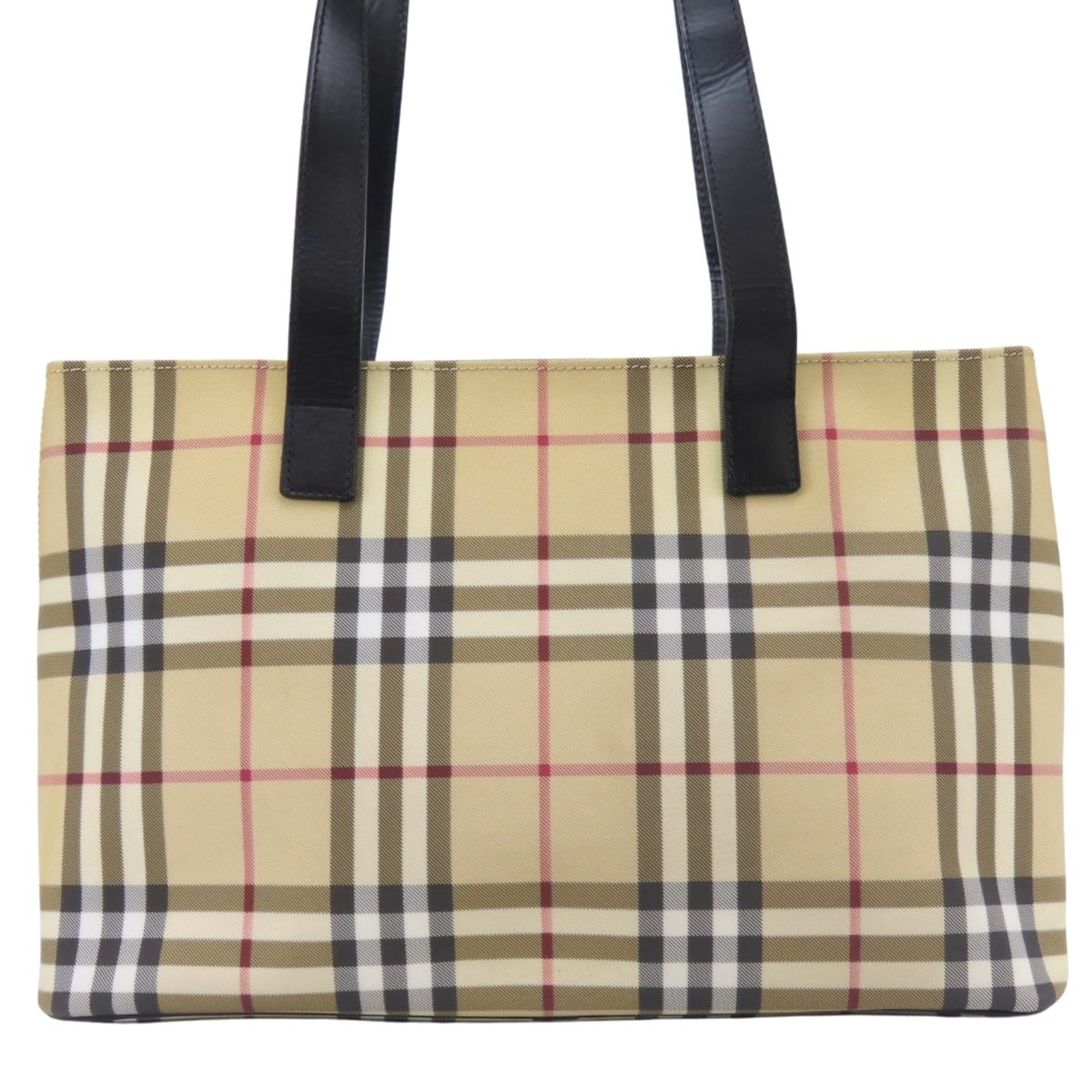 Burberry Beige Black Pvc Leather Tote Bag (Pre-Owned)