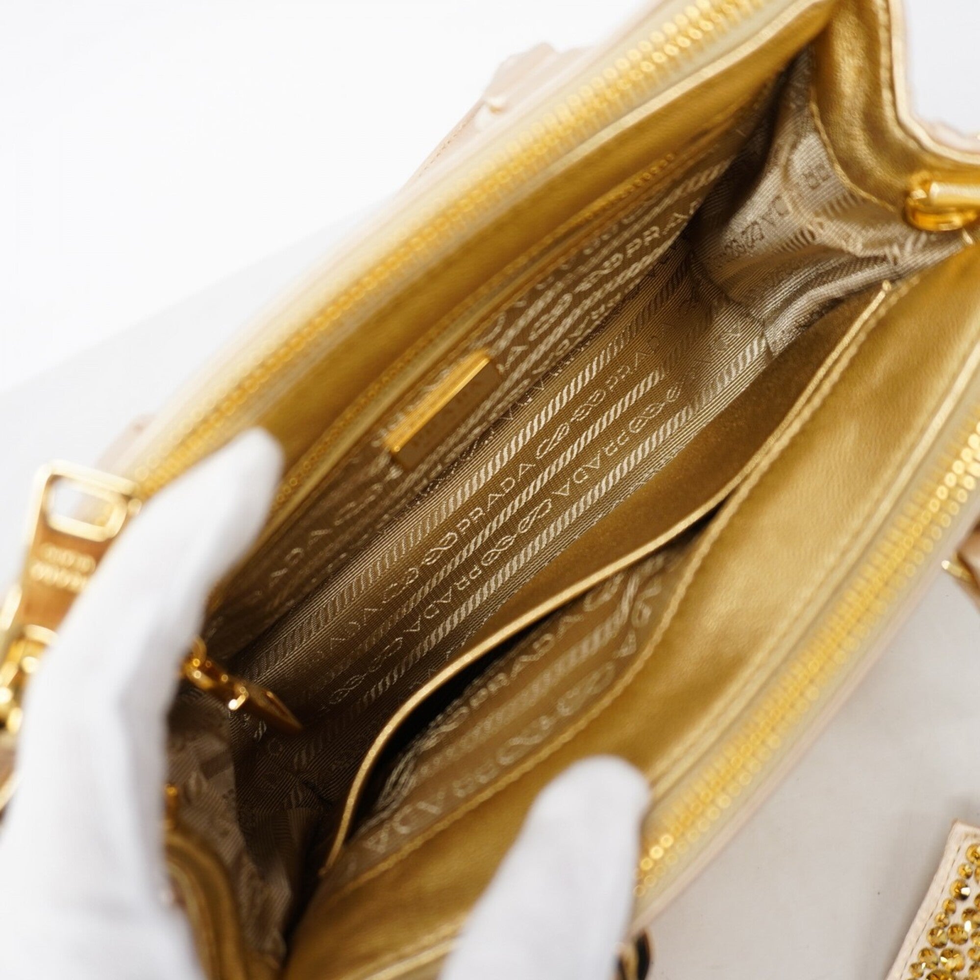 Prada Gold Satin Handbag (Pre-Owned)
