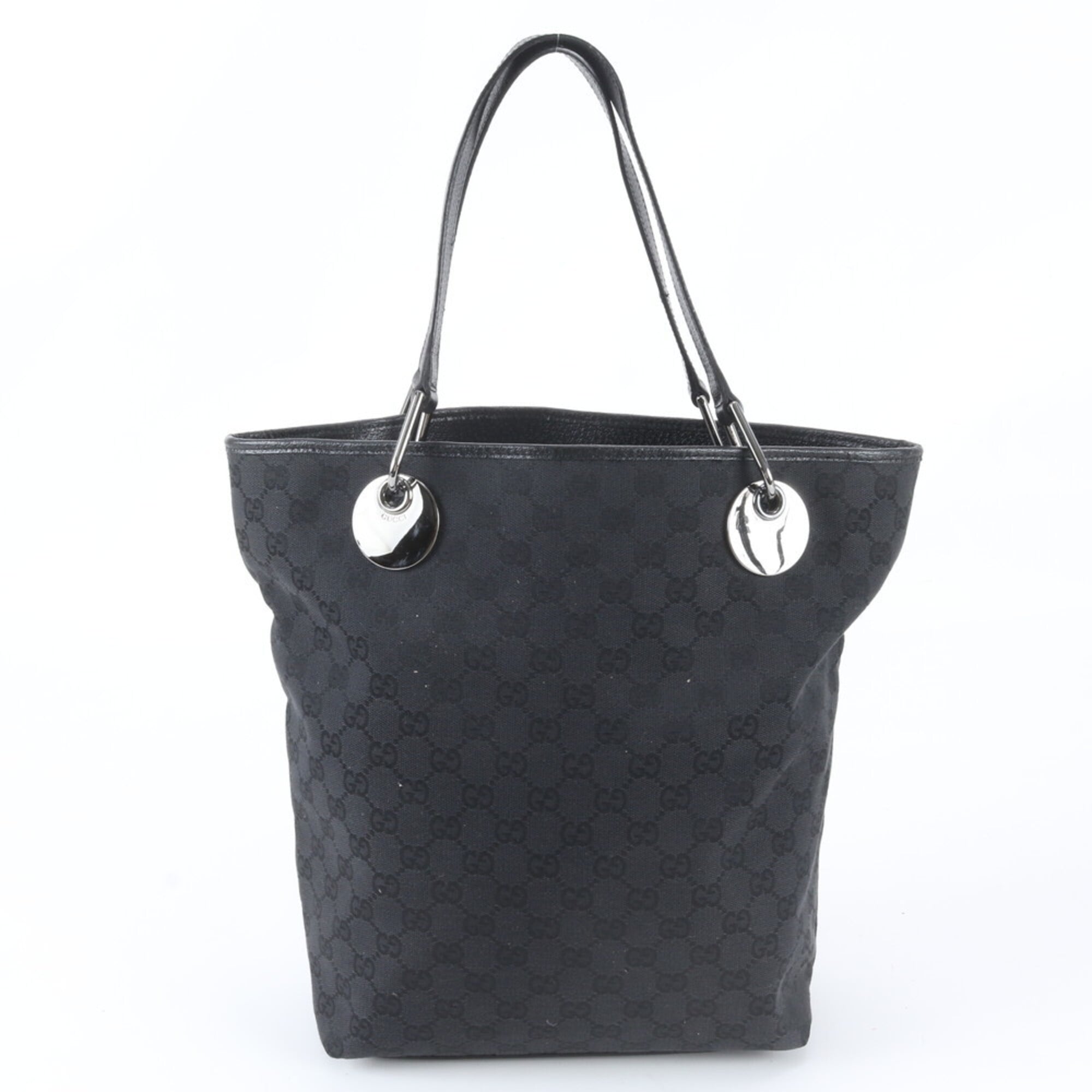 Gucci Black Gg Canvas Handbag Shoulder Bag Tote Bag (Pre-Owned)
