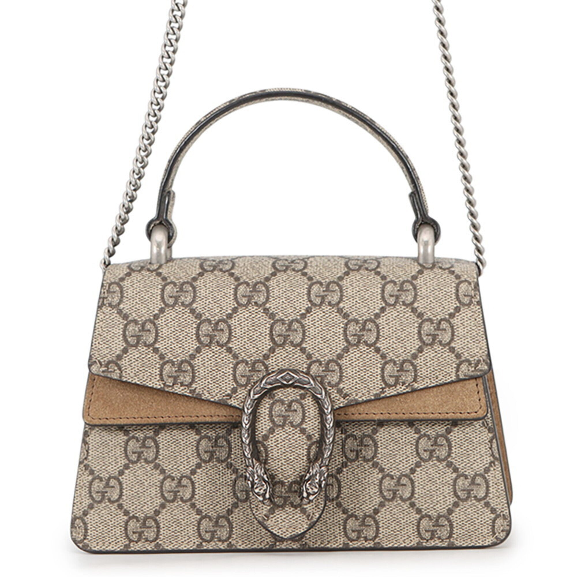 Gucci Beige Gg Supreme Suede Handbag Shoulder Bag (Pre-Owned)