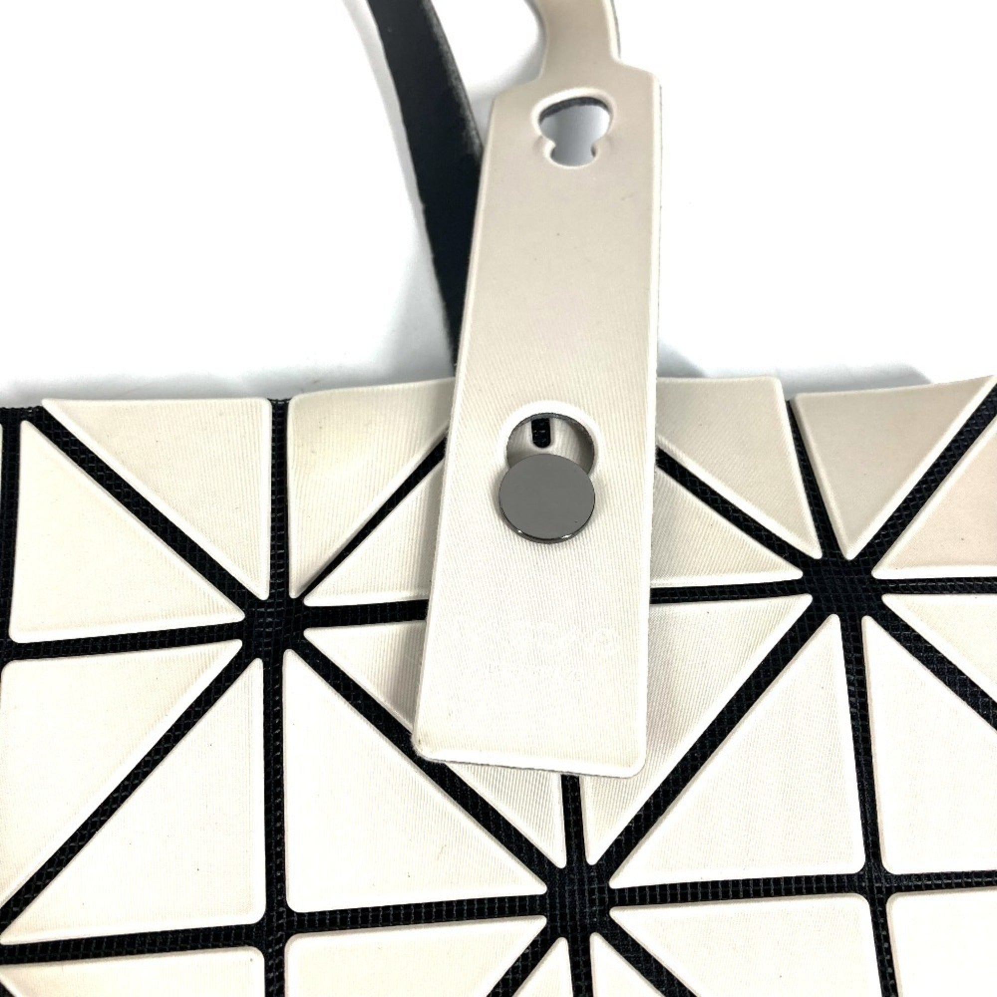 Issey Miyake Beige Black Leather Pvc Shoulder Bag Tote Bag (Pre-Owned)