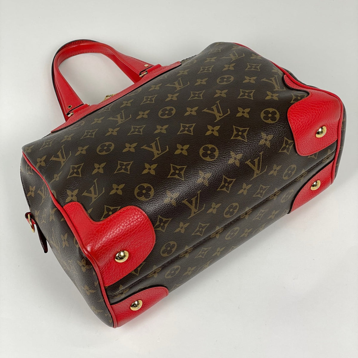 Louis Vuitton Brown Coquelicots Red Color Monogram Handbag (Pre-Owned)