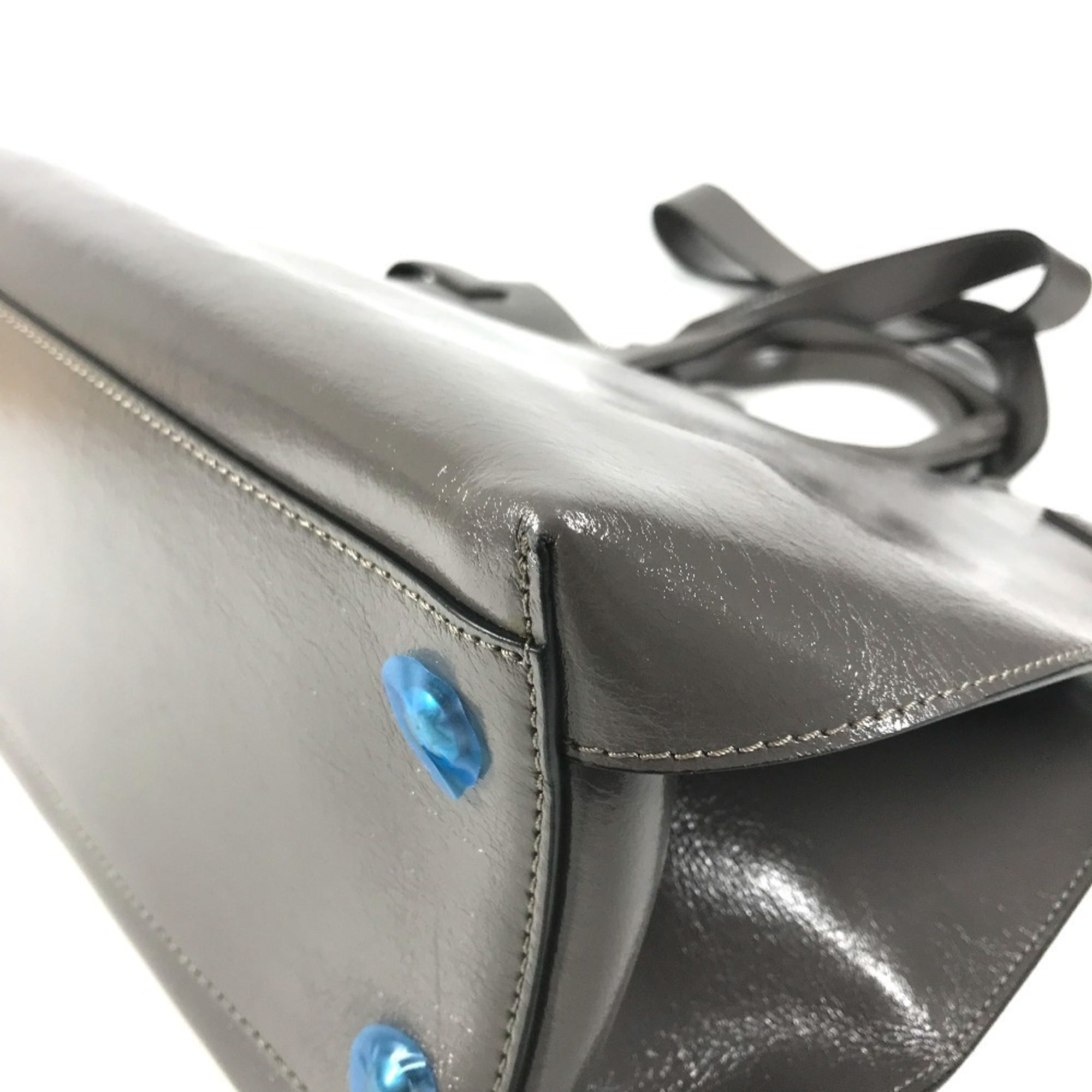 Burberry Gray Leather Handbag Shoulder Bag Tote Bag (Pre-Owned)