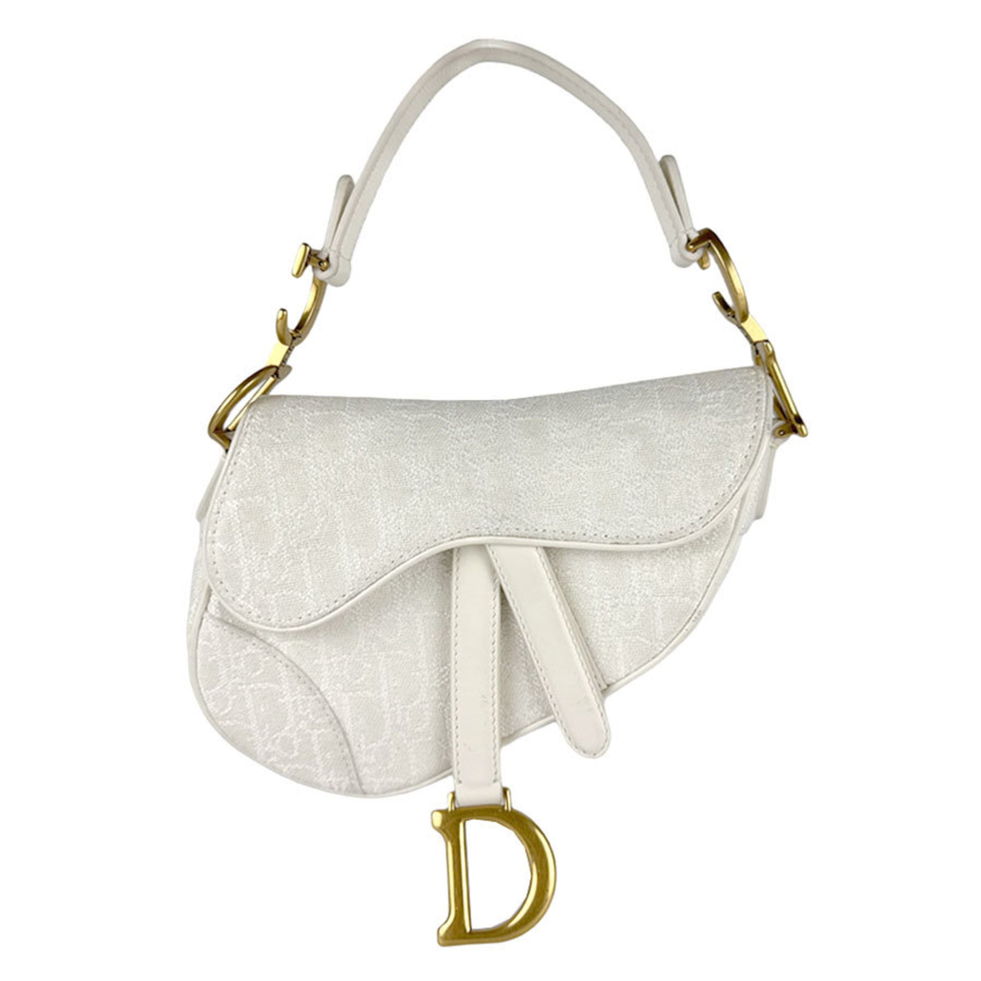 Christian Dior White Canvas Leather Handbag (Pre-Owned)