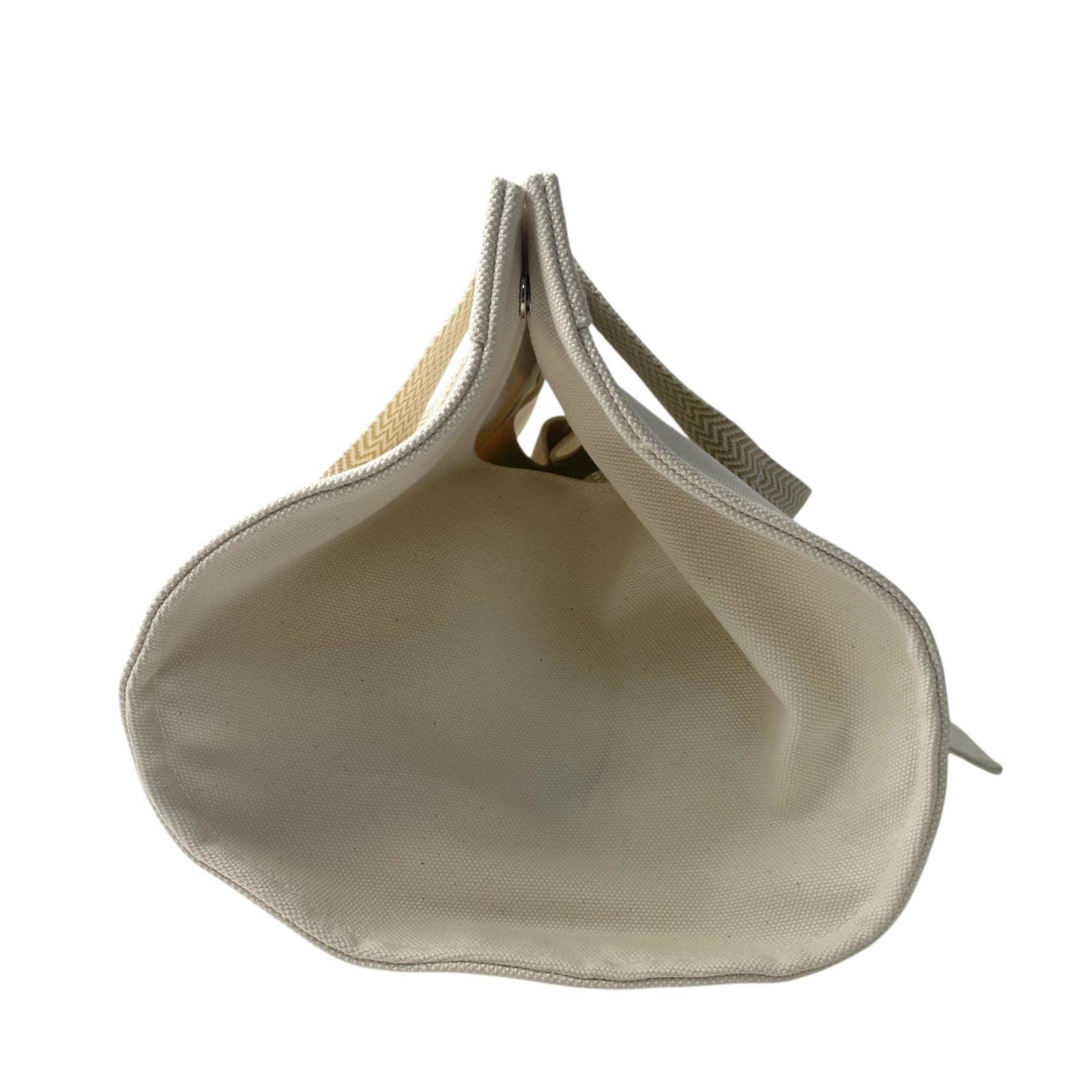 Hermes Ivory Canvas Pouch Tote Bag (Pre-Owned)
