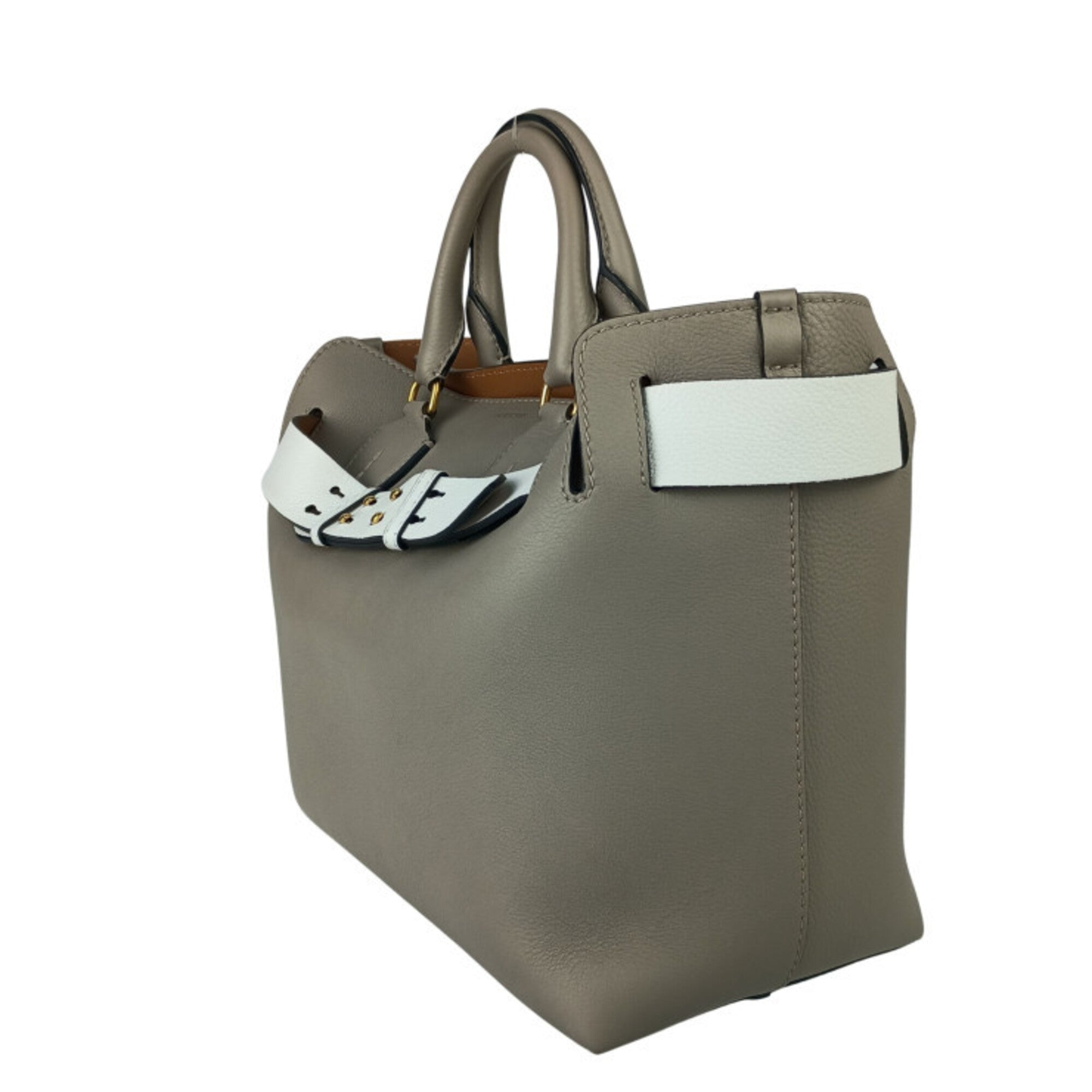 Burberry Gray Leather Handbag Shoulder Bag (Pre-Owned)