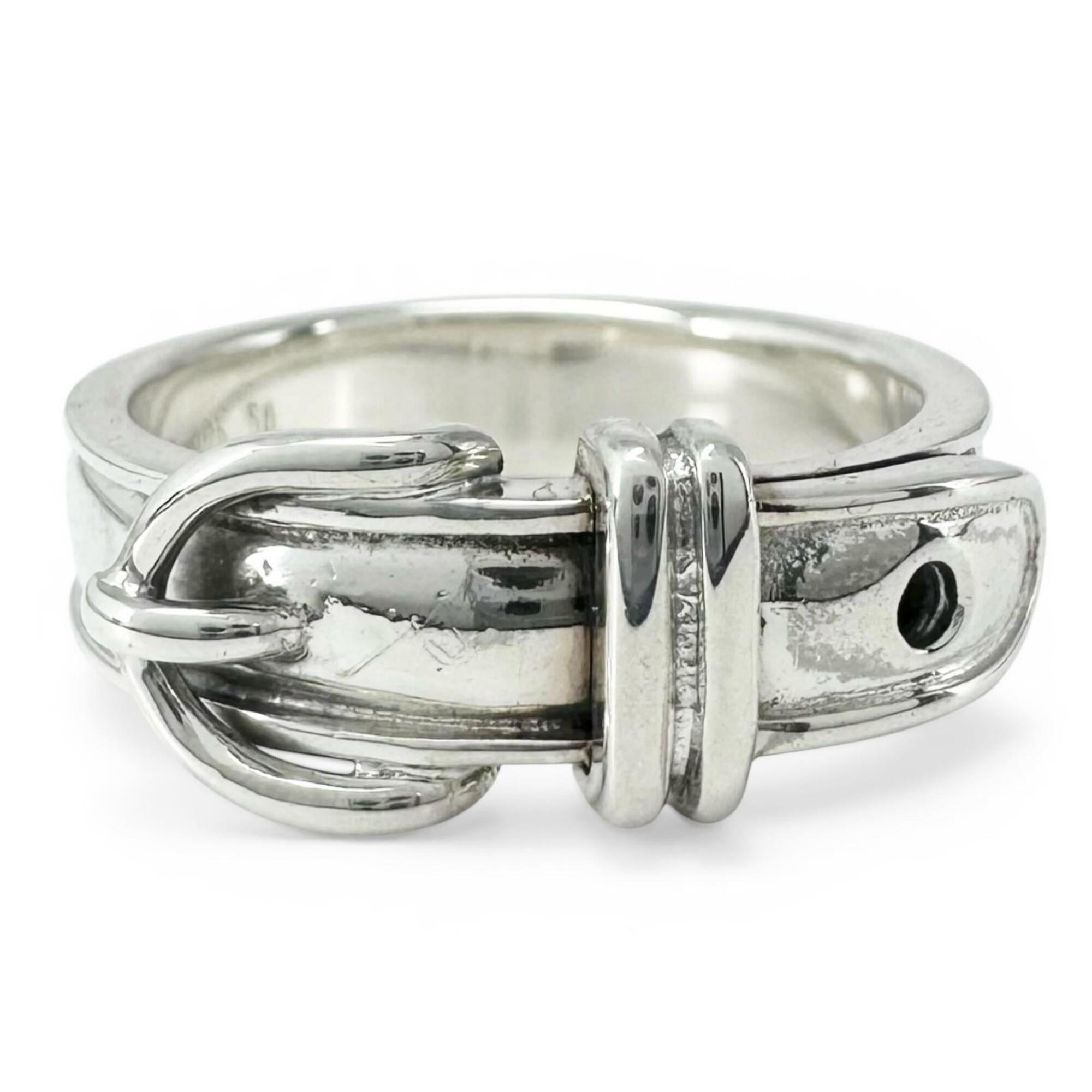 Hermes Silver Silver 925 Band Ring (Pre-Owned)