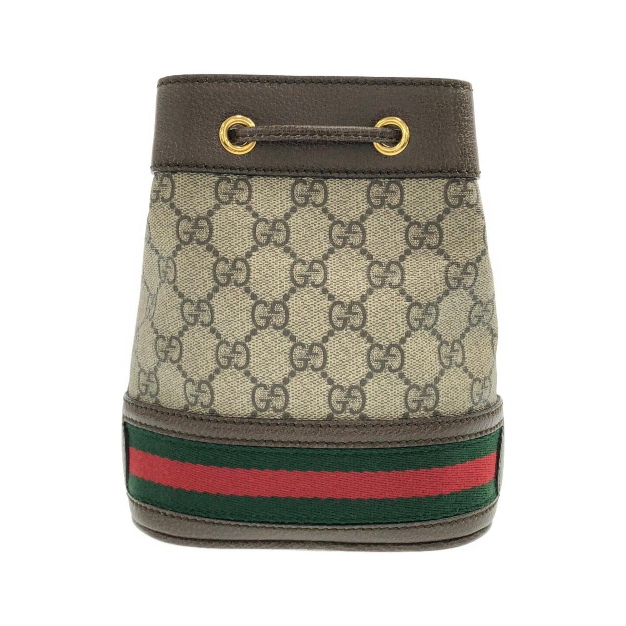 Gucci Ophidia Beige Brown Gg Supreme Leather Shoulder Bag (Pre-Owned)