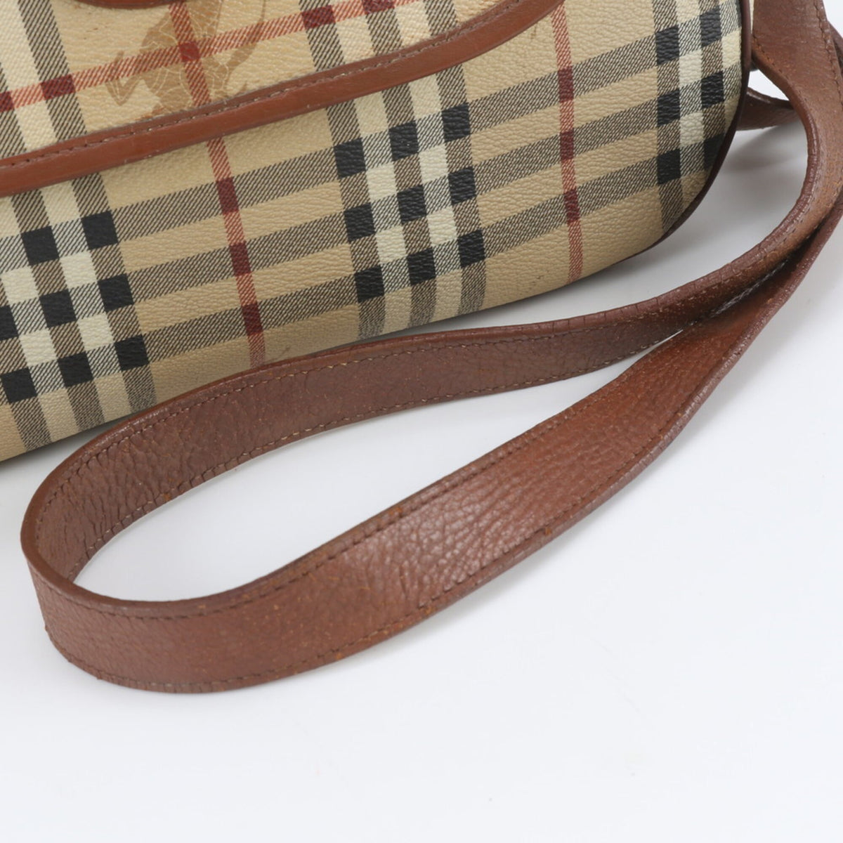 Burberry Beige Leather Coated Canvas Crossbody Bag Shoulder Bag (Pre-Owned)