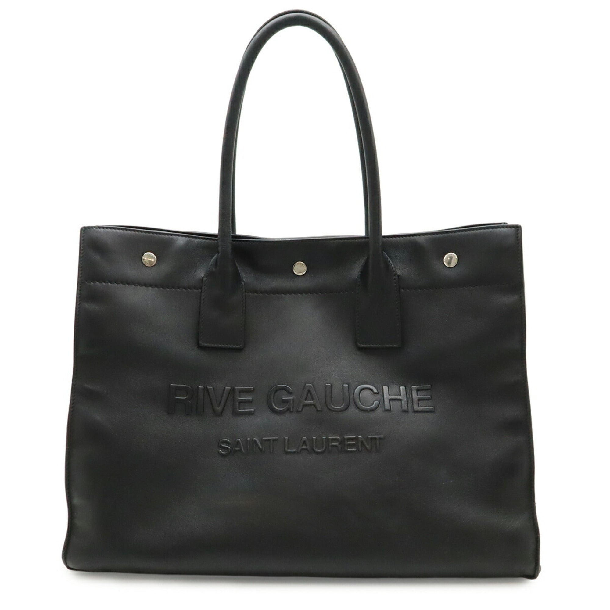 Yves Saint Laurent Black Leather Shoulder Bag Tote Bag (Pre-Owned)