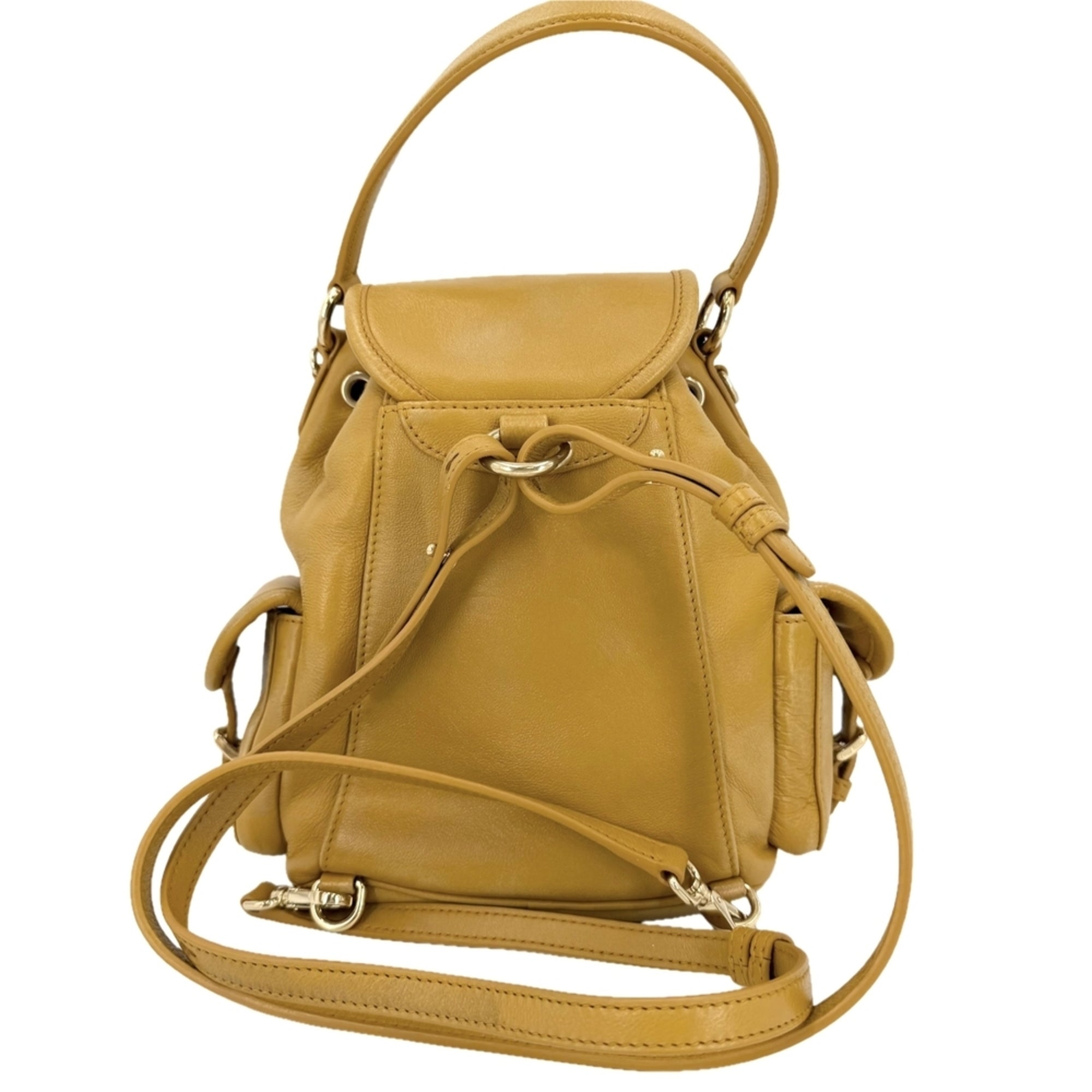 Miu Miu Yellow Leather Backpack Handbag (Pre-Owned)
