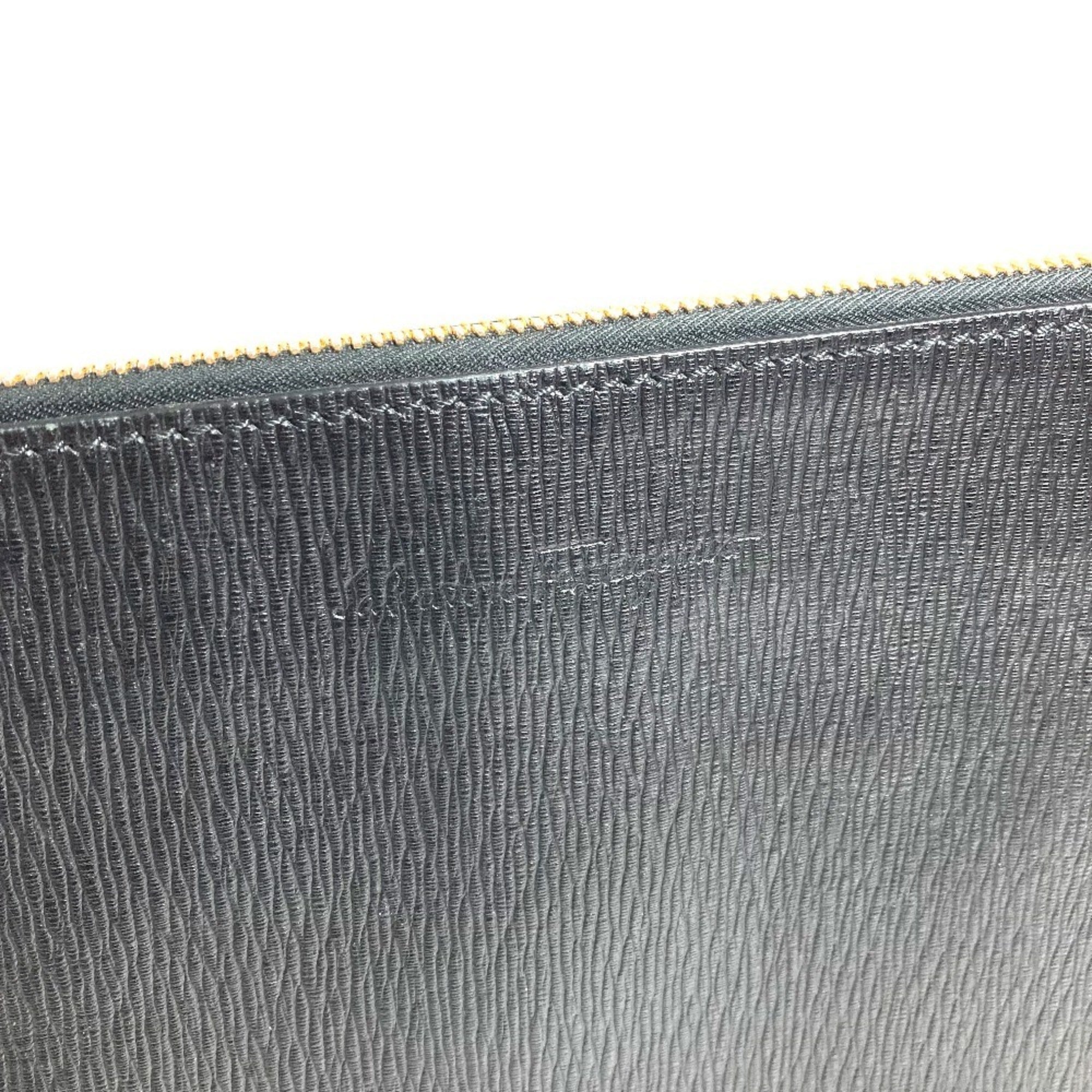 Salvatore Ferragamo Black Leather Clutch Bag Handbag Pouch (Pre-Owned)