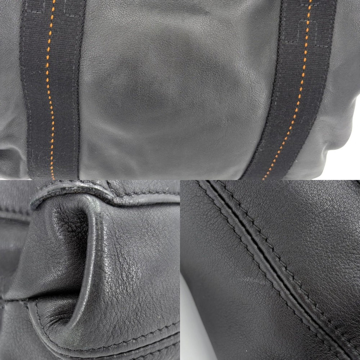 Hermes Black Veau Derma Handbag Shoulder Bag (Pre-Owned)