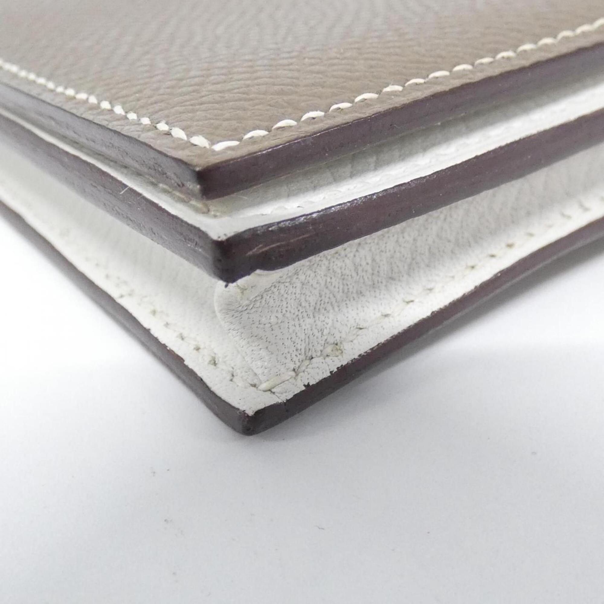 Hermes Etoupe Gray Soufre White Epsom Leather Long Wallet (Bi-Fold) (Pre-Owned)