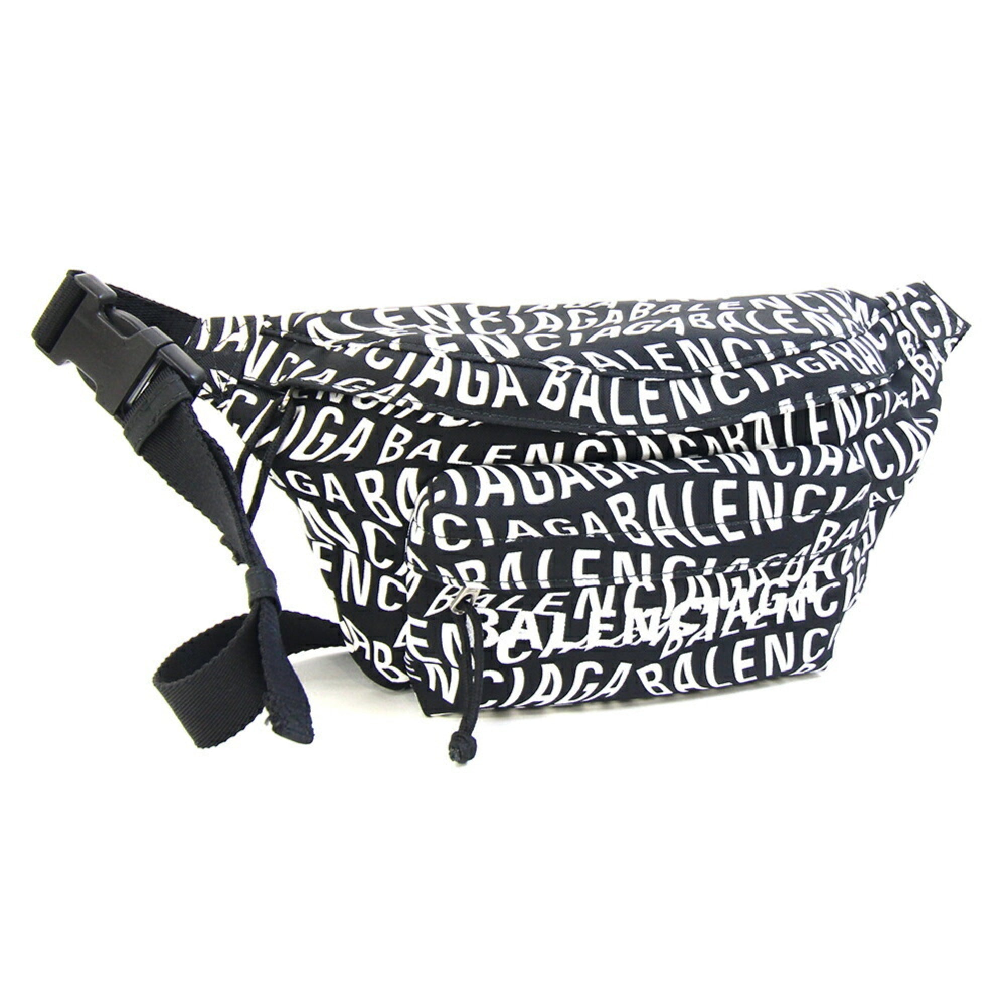 Balenciaga Black White Coated Canvas Fanny Pack (Pre-Owned)