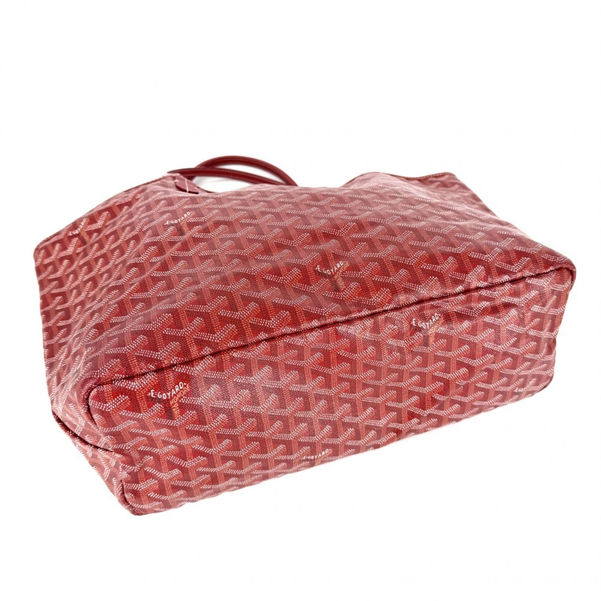 Goyard Red Color Coated Canvas Leather Handbag Tote Bag (Pre-Owned)