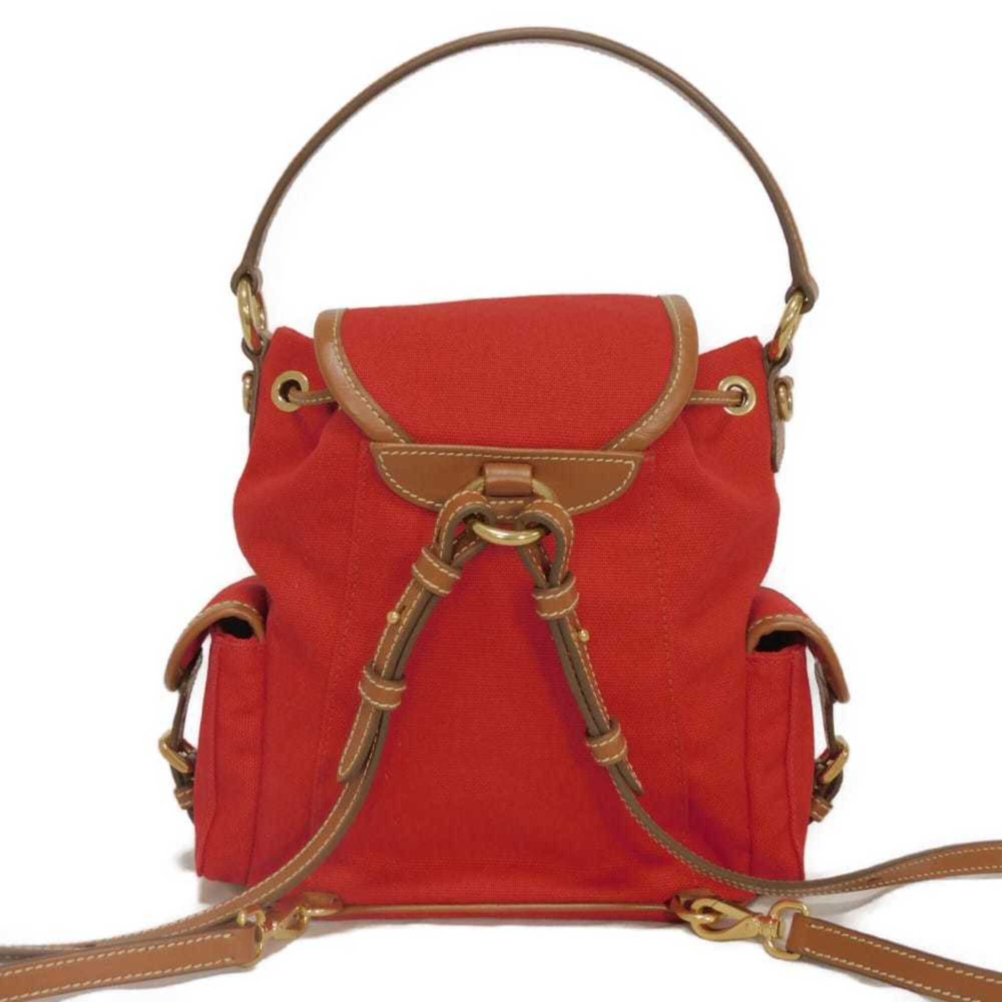 Miu Miu Red Color Cotton Canvas Backpack (Pre-Owned)