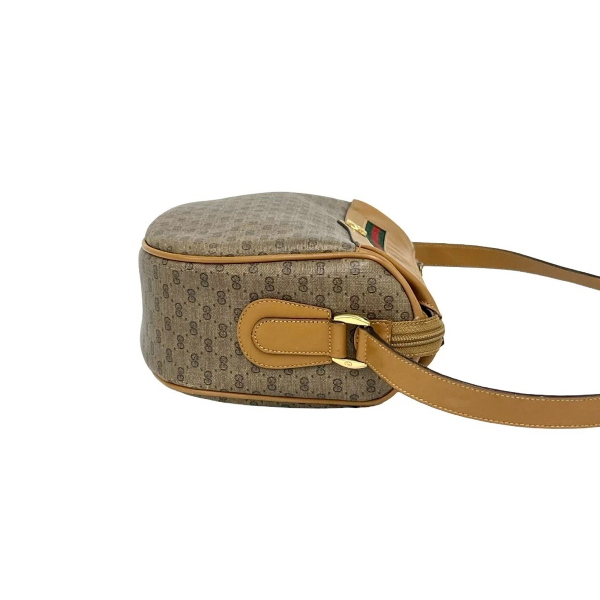 Gucci Brown Green Red Color Pvc Leather Shoulder Bag (Pre-Owned)