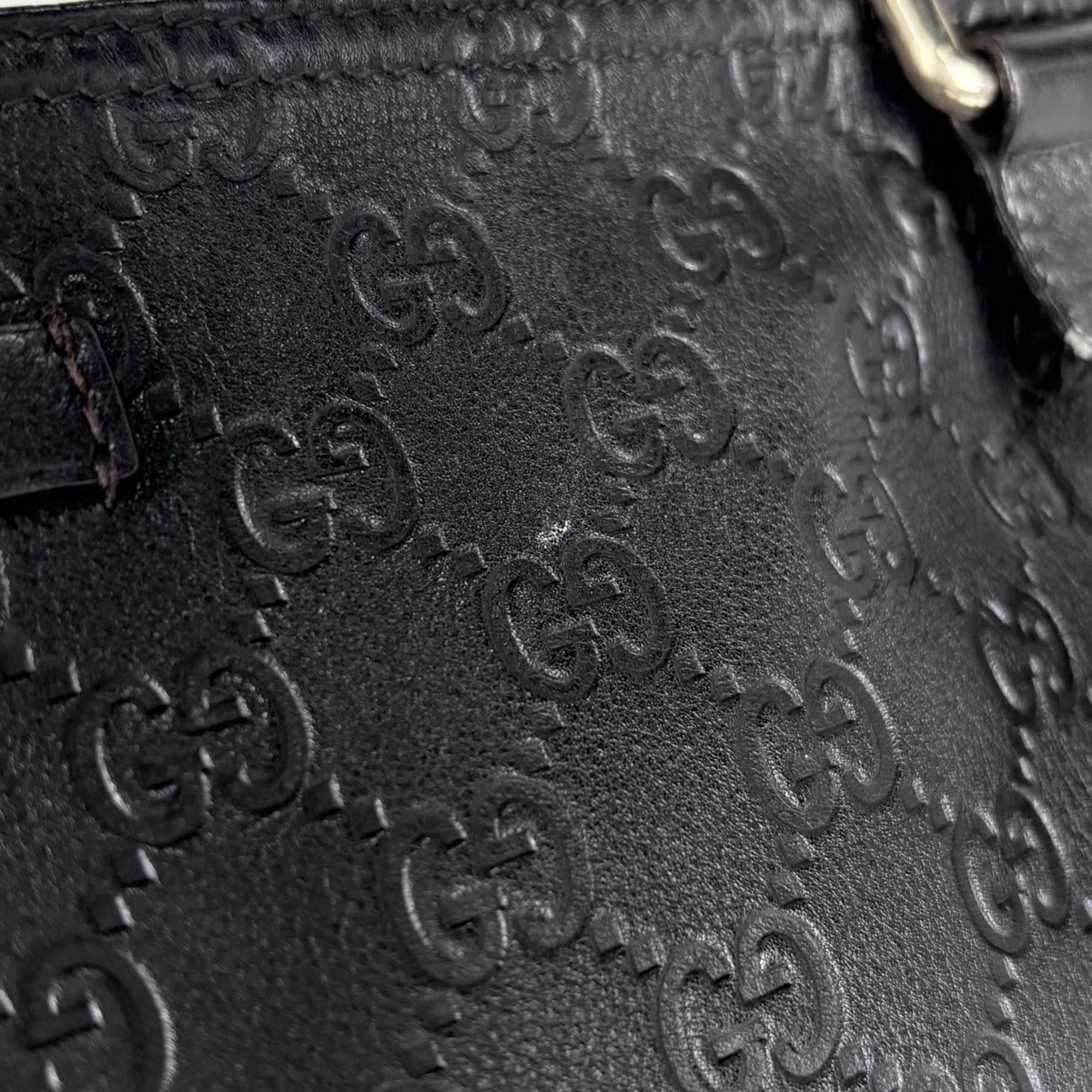 Gucci Guccissima Dark Brown Gg Leather Shoulder Bag (Pre-Owned)