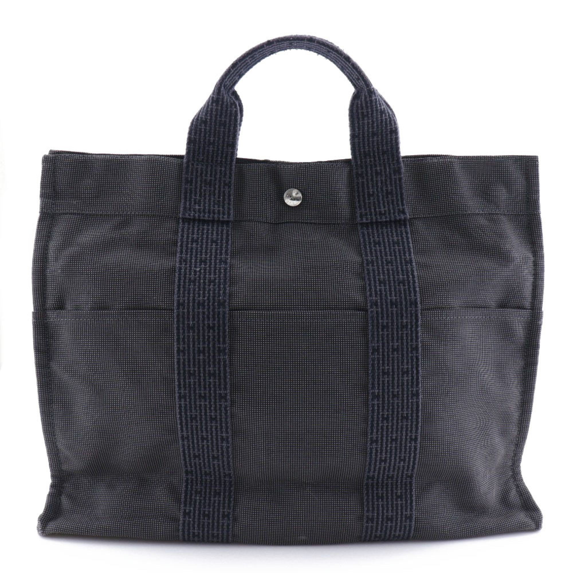 Hermes Gray Nylon Canvas Handbag (Pre-Owned)