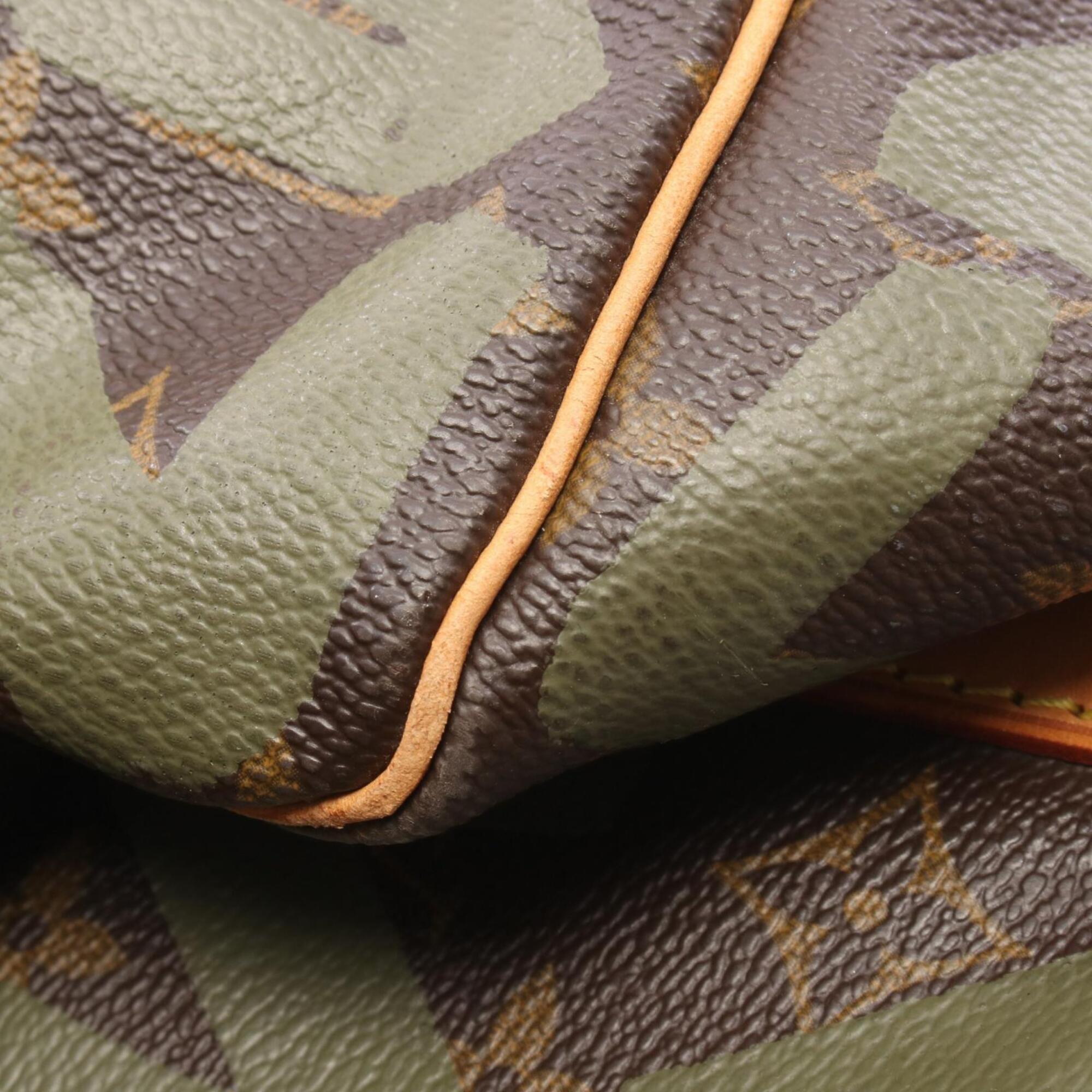 Louis Vuitton Brown Khaki Coated Canvas Leather Boston Bag Handbag (Pre-Owned)