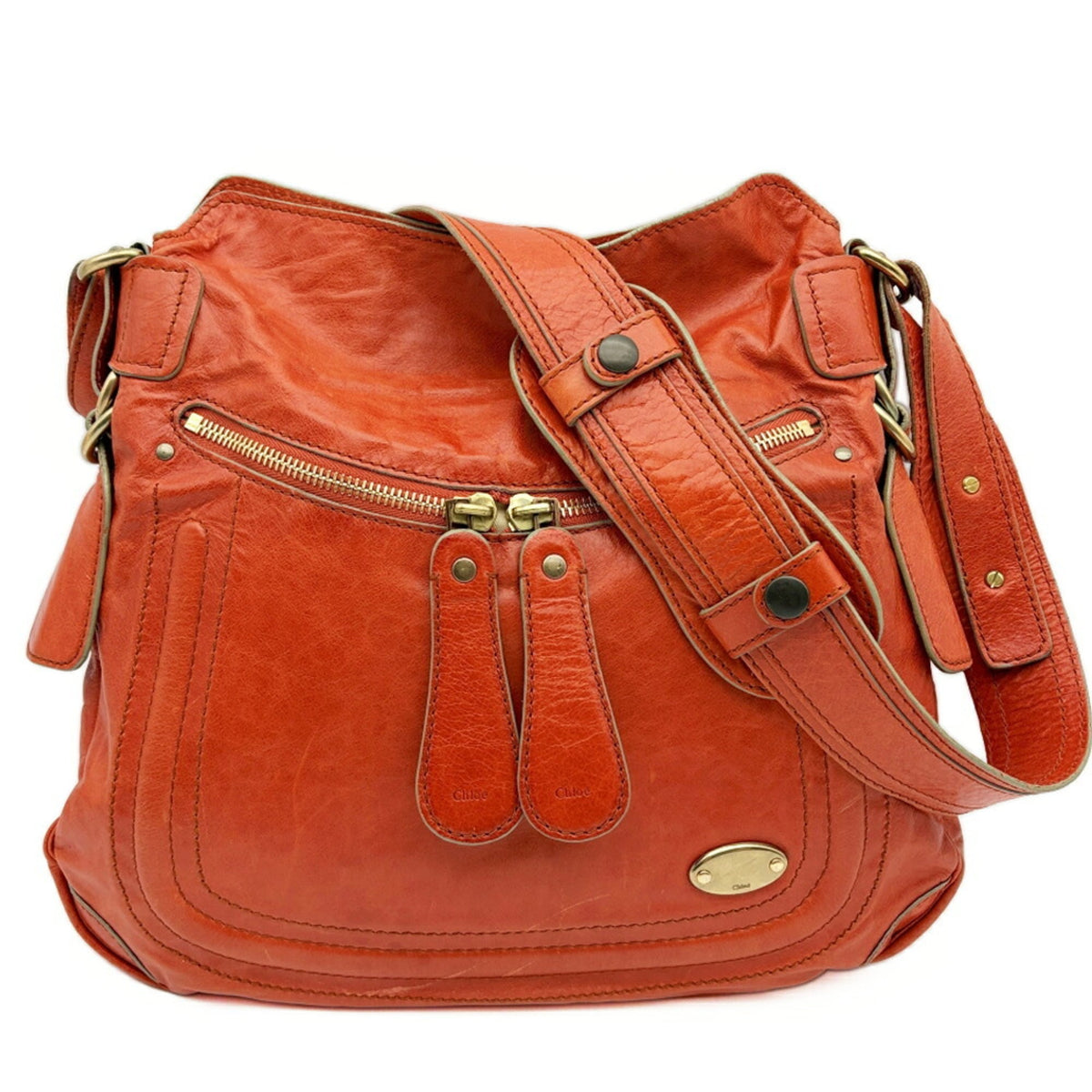 Chloé Orange Leather Shoulder Bag (Pre-Owned)