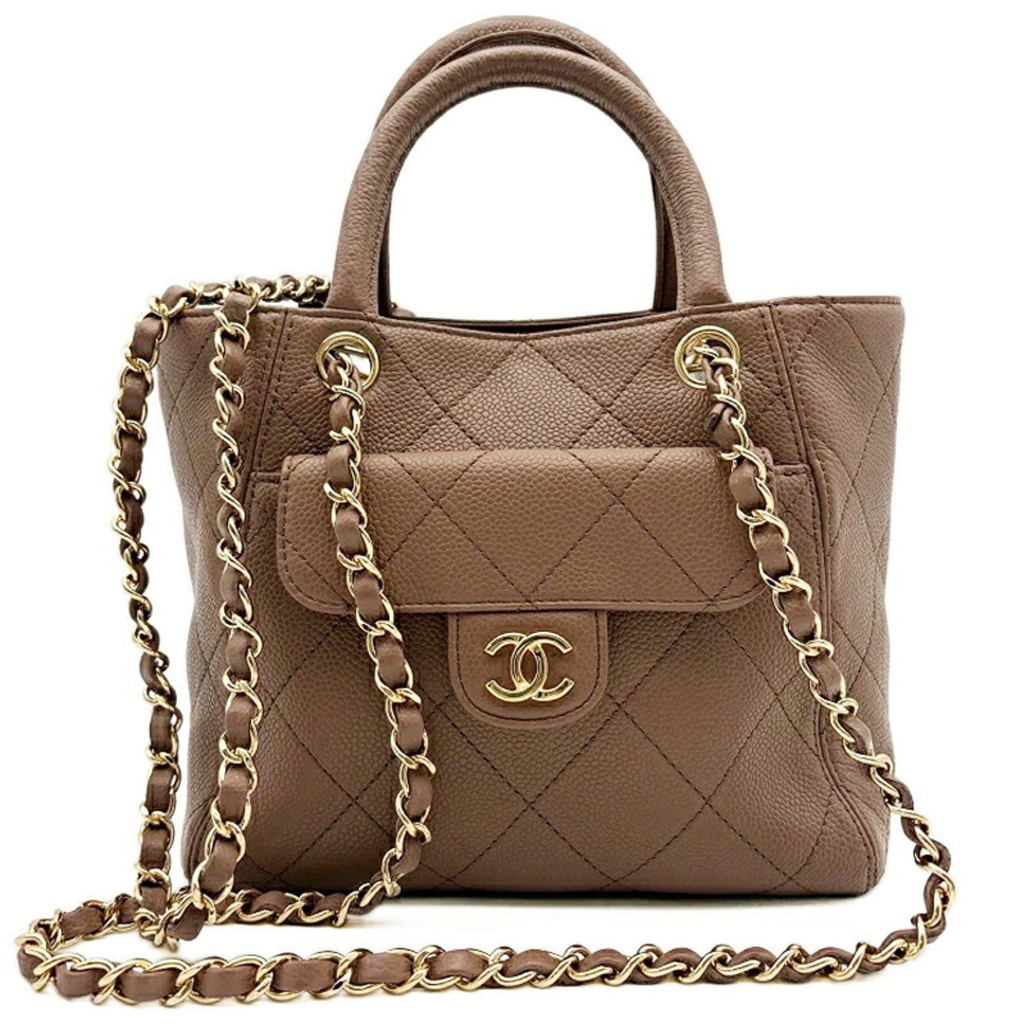 Chanel Brown Leather Shoulder Bag (Pre-Owned)