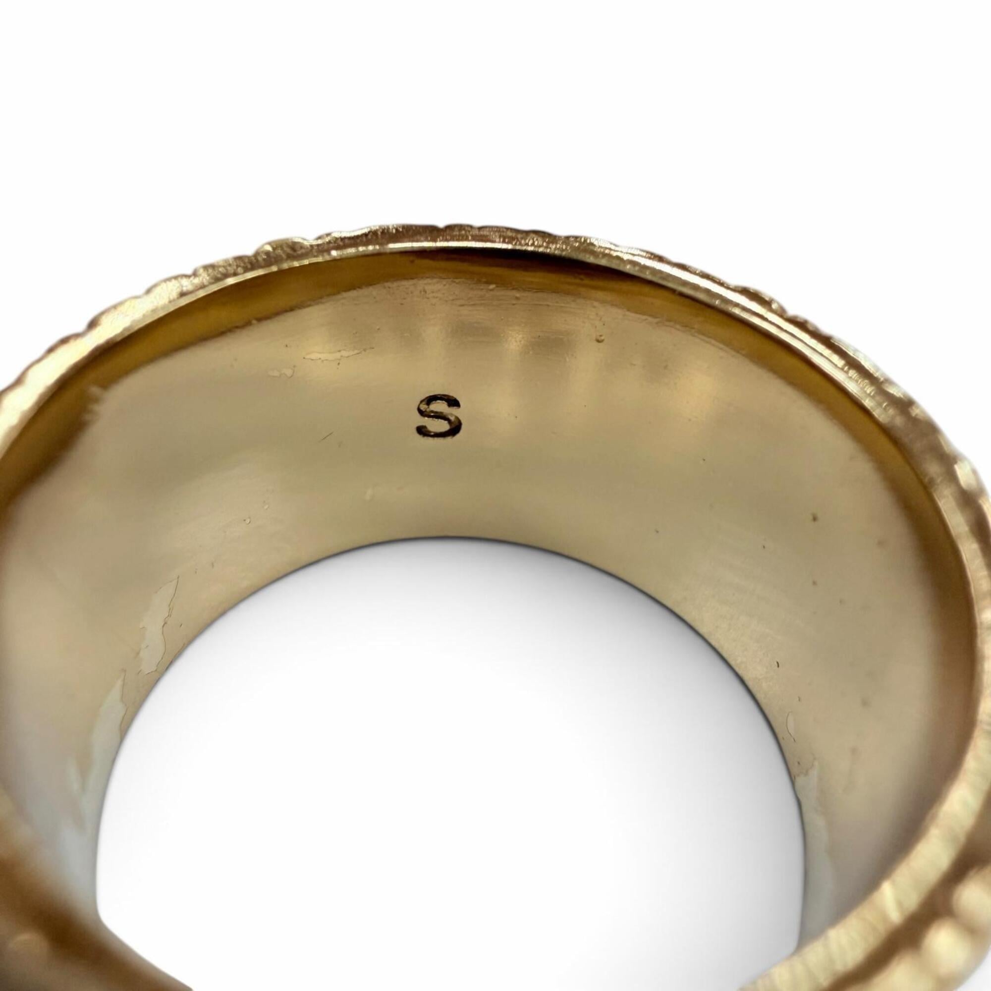 Christian Dior Gold Navy White Metal Band Ring (Pre-Owned)