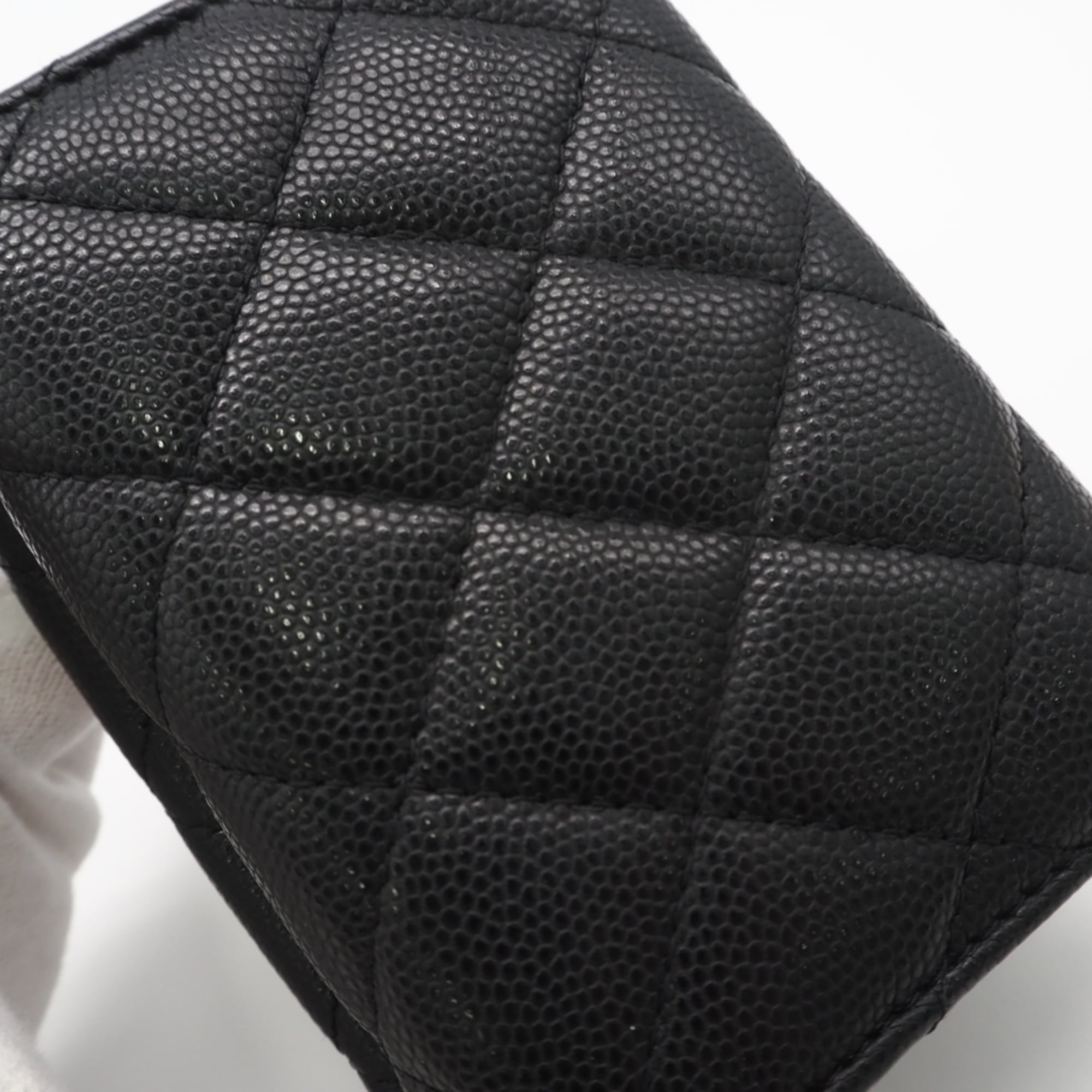 Chanel Black Grained Calfskin Wallet (Tri-Fold) (Pre-Owned)