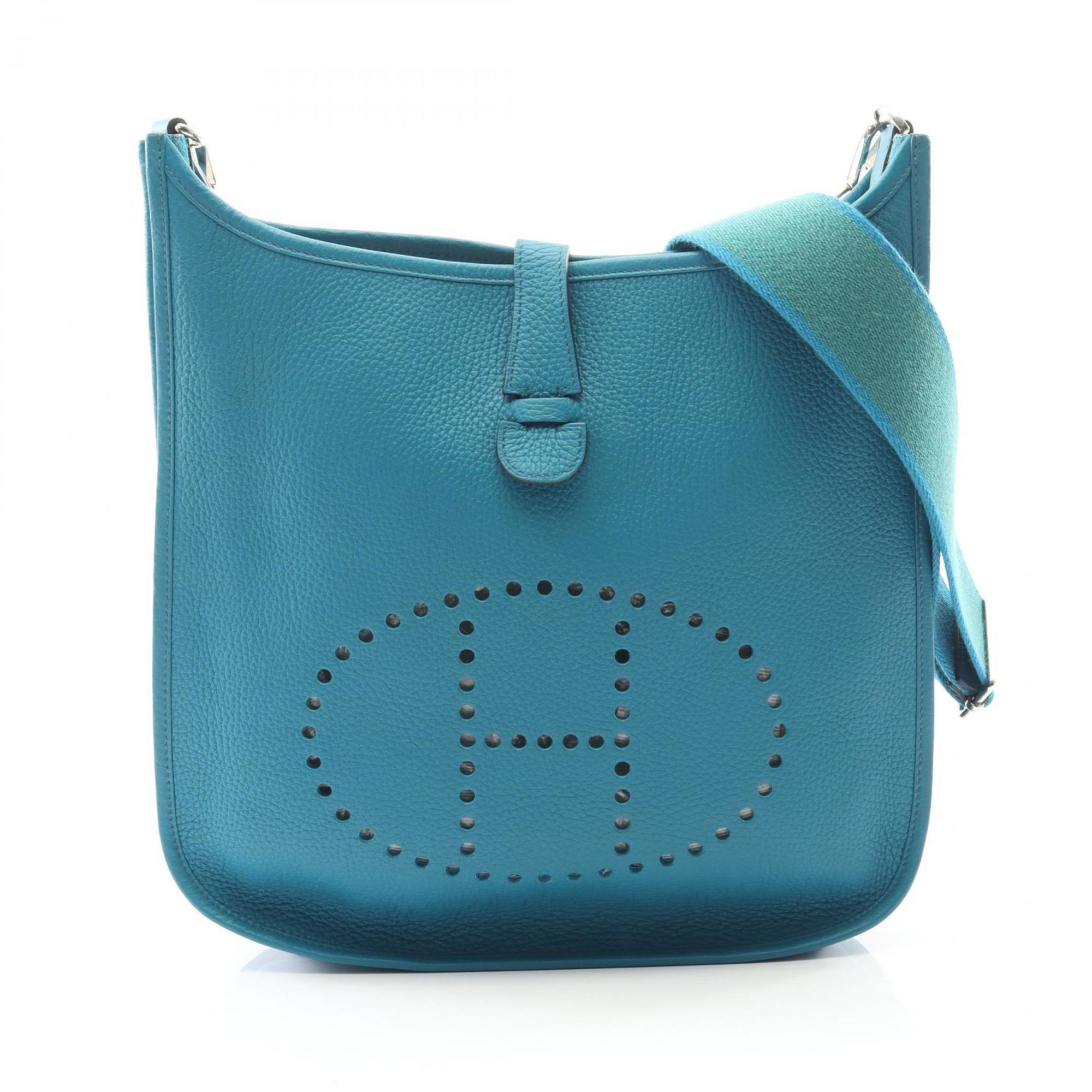 Hermes Blue Blue Paon Taurillon Clemence Leather Leather Shoulder Bag (Pre-Owned)
