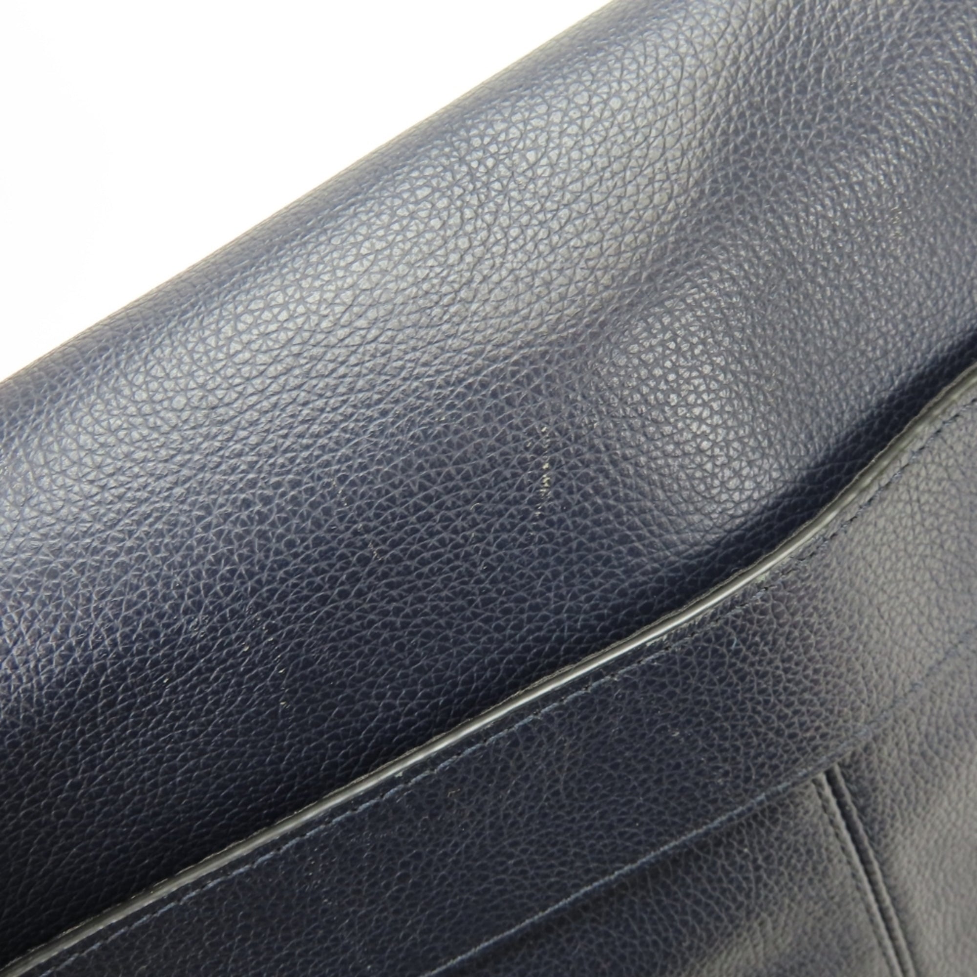 Coach Navy Leather Shoulder Bag (Pre-Owned)