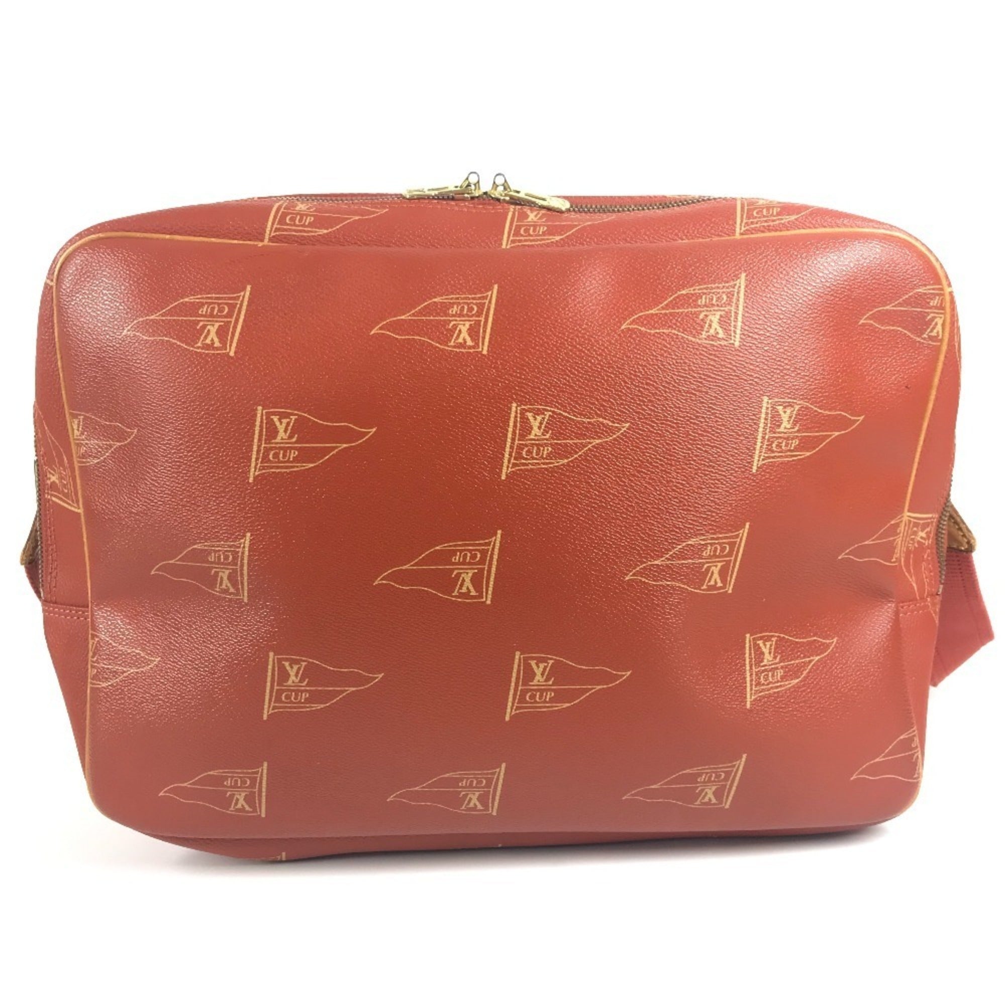 Louis Vuitton Galle Orange Leather Canvas Messenger Bag Shoulder Bag (Pre-Owned)
